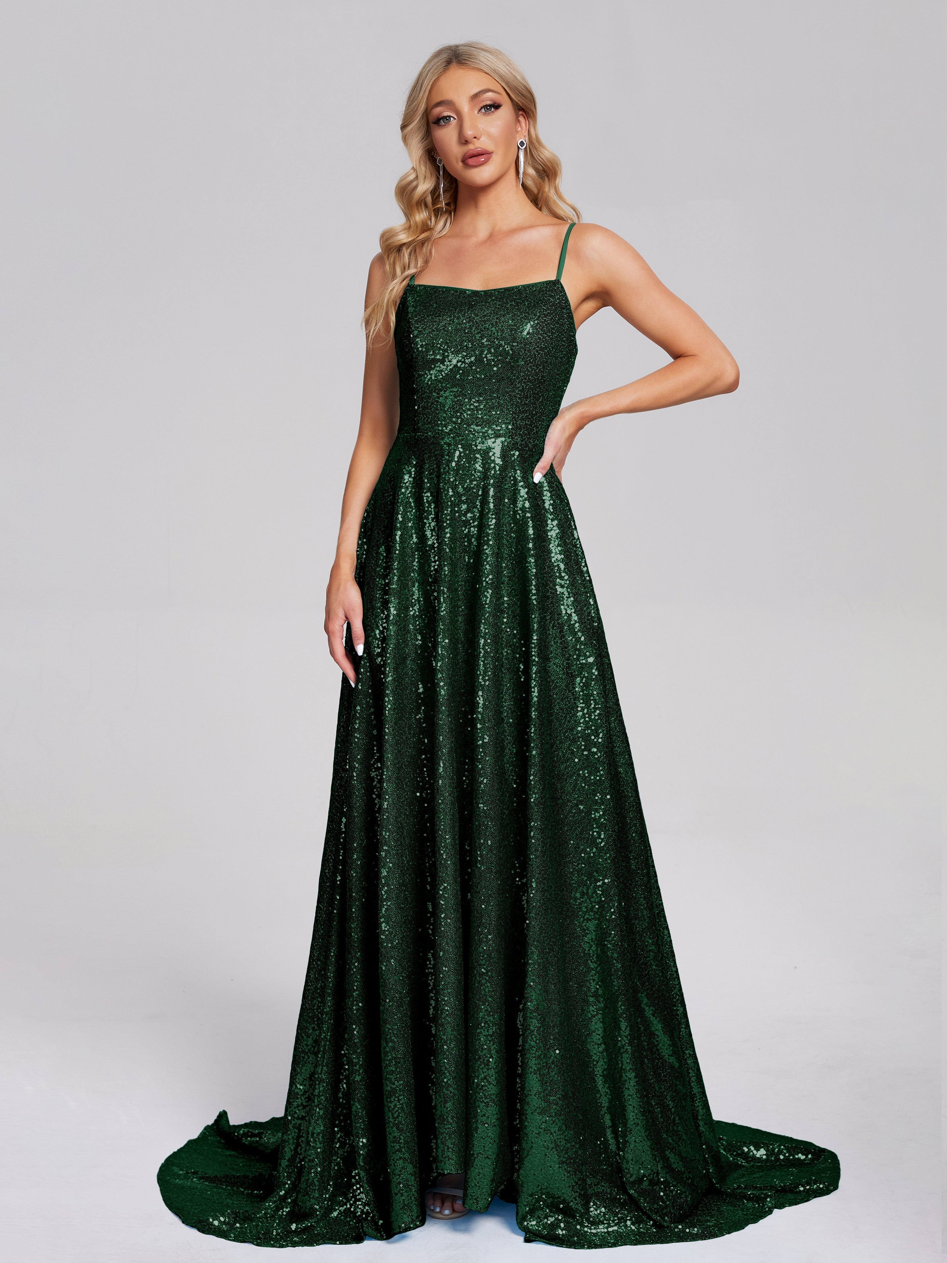 Sweep Train Sequins Prom Dresses