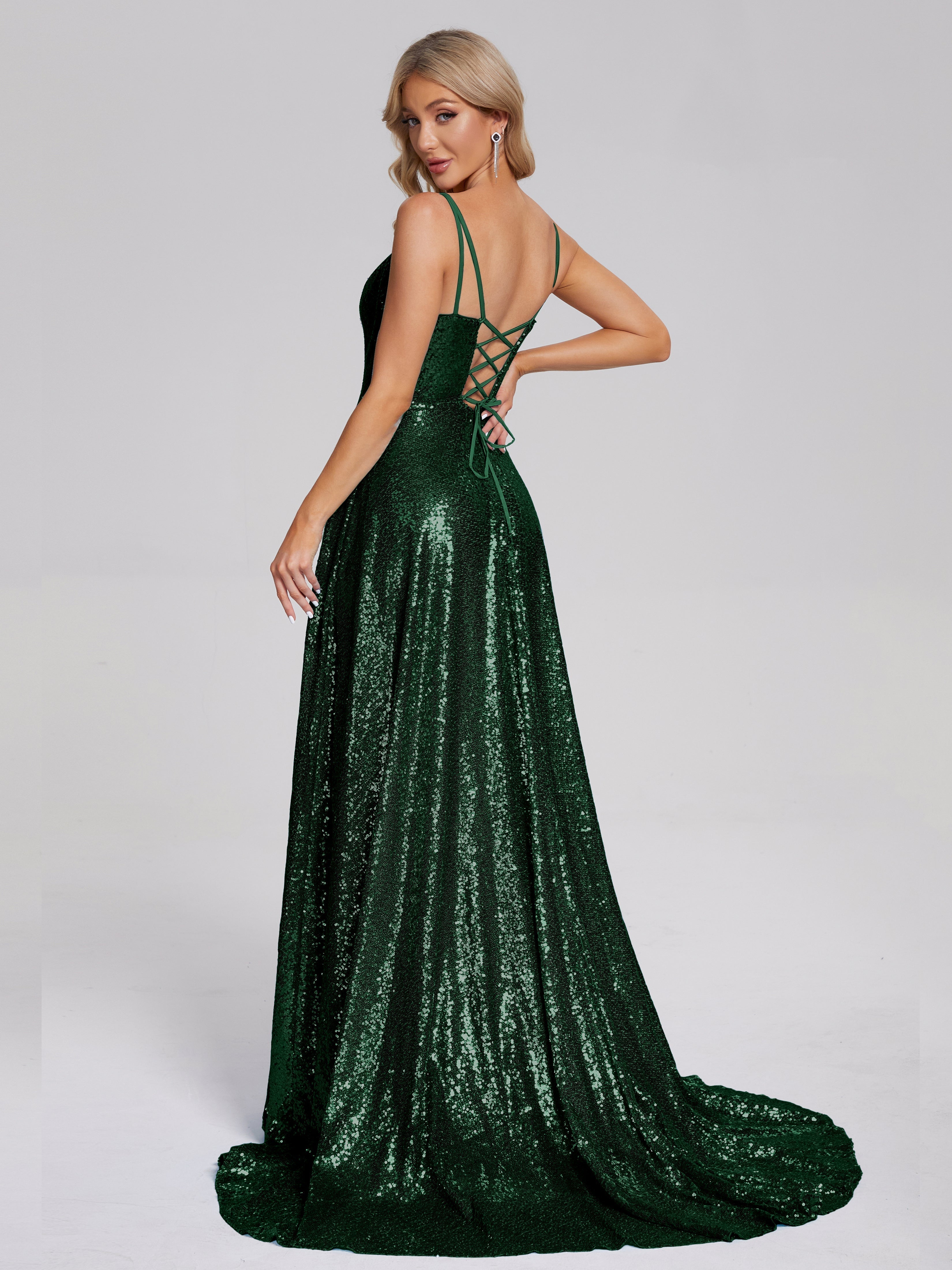 Sweep Train Sequins Prom Dresses