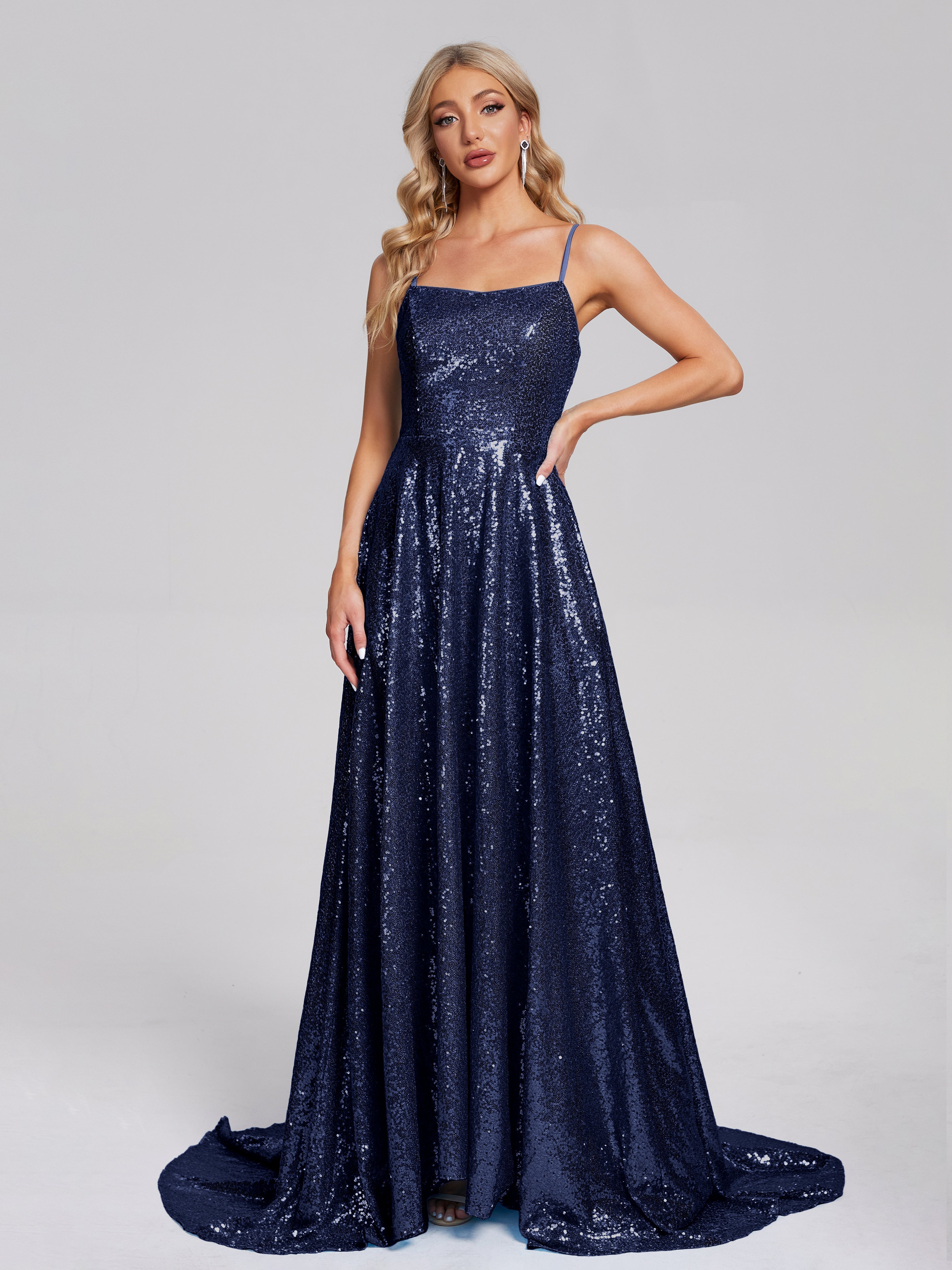 Sweep Train Sequins Prom Dresses