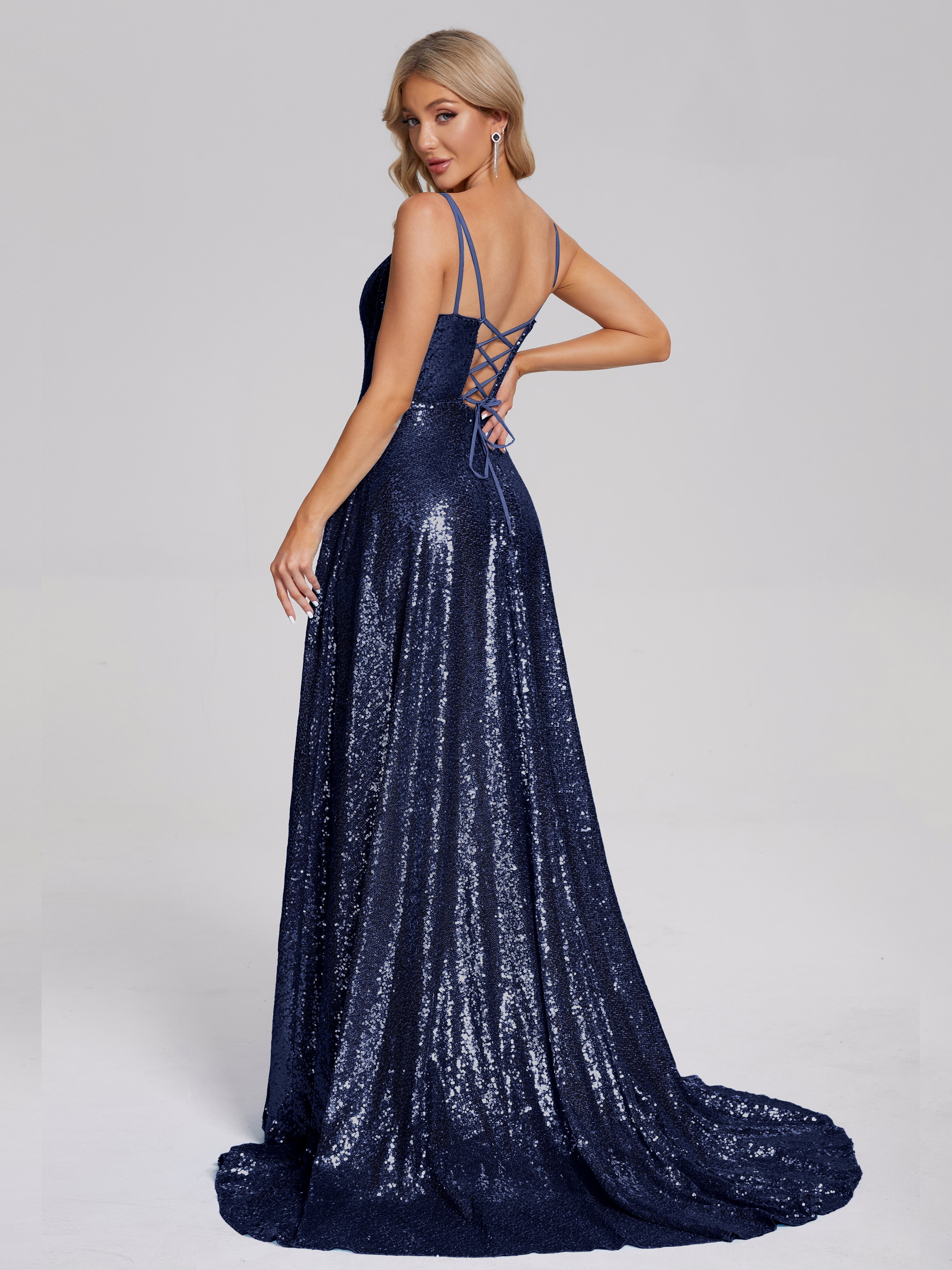 Sweep Train Sequins Prom Dresses