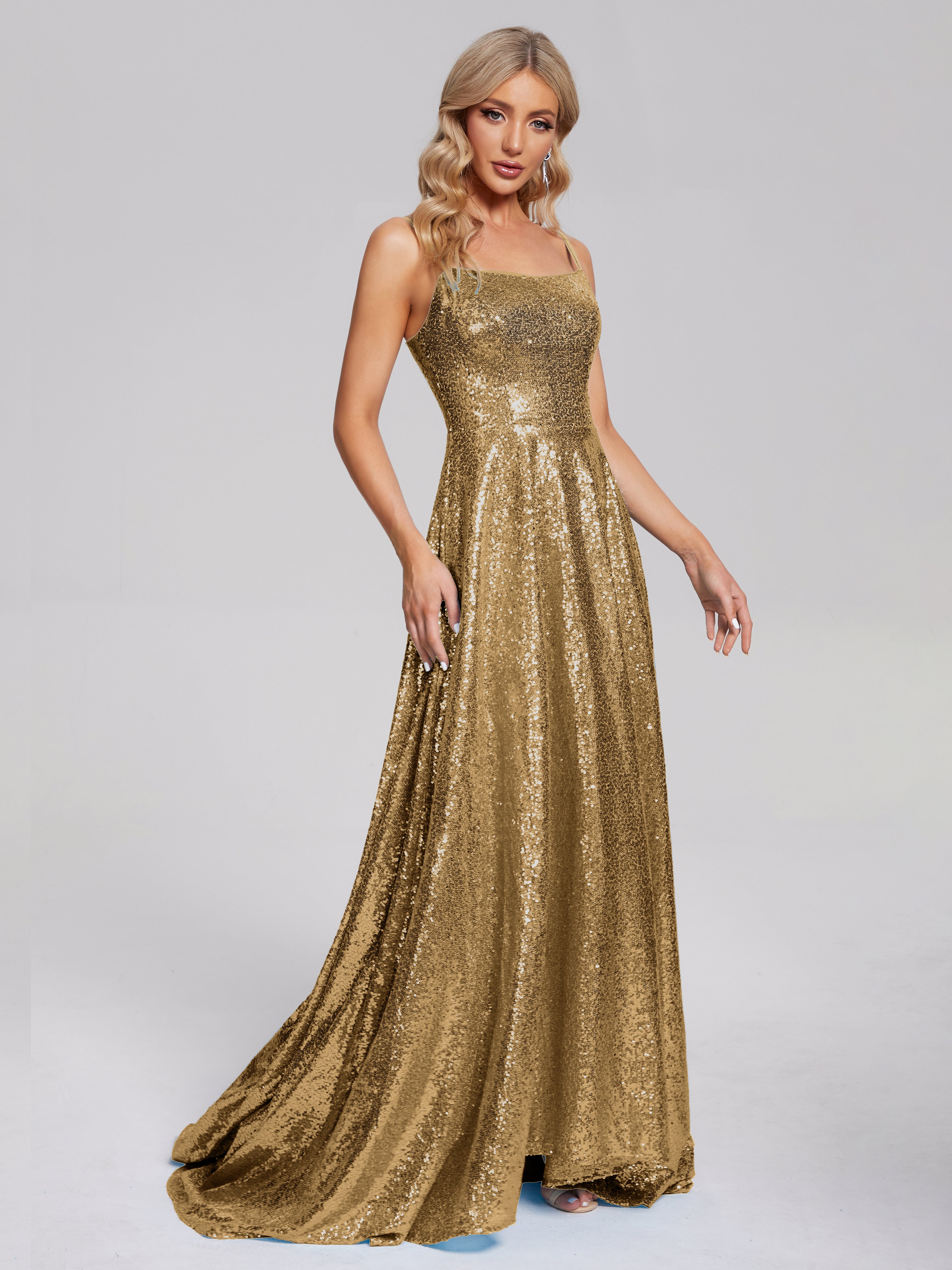 Sweep Train Sequins Prom Dresses