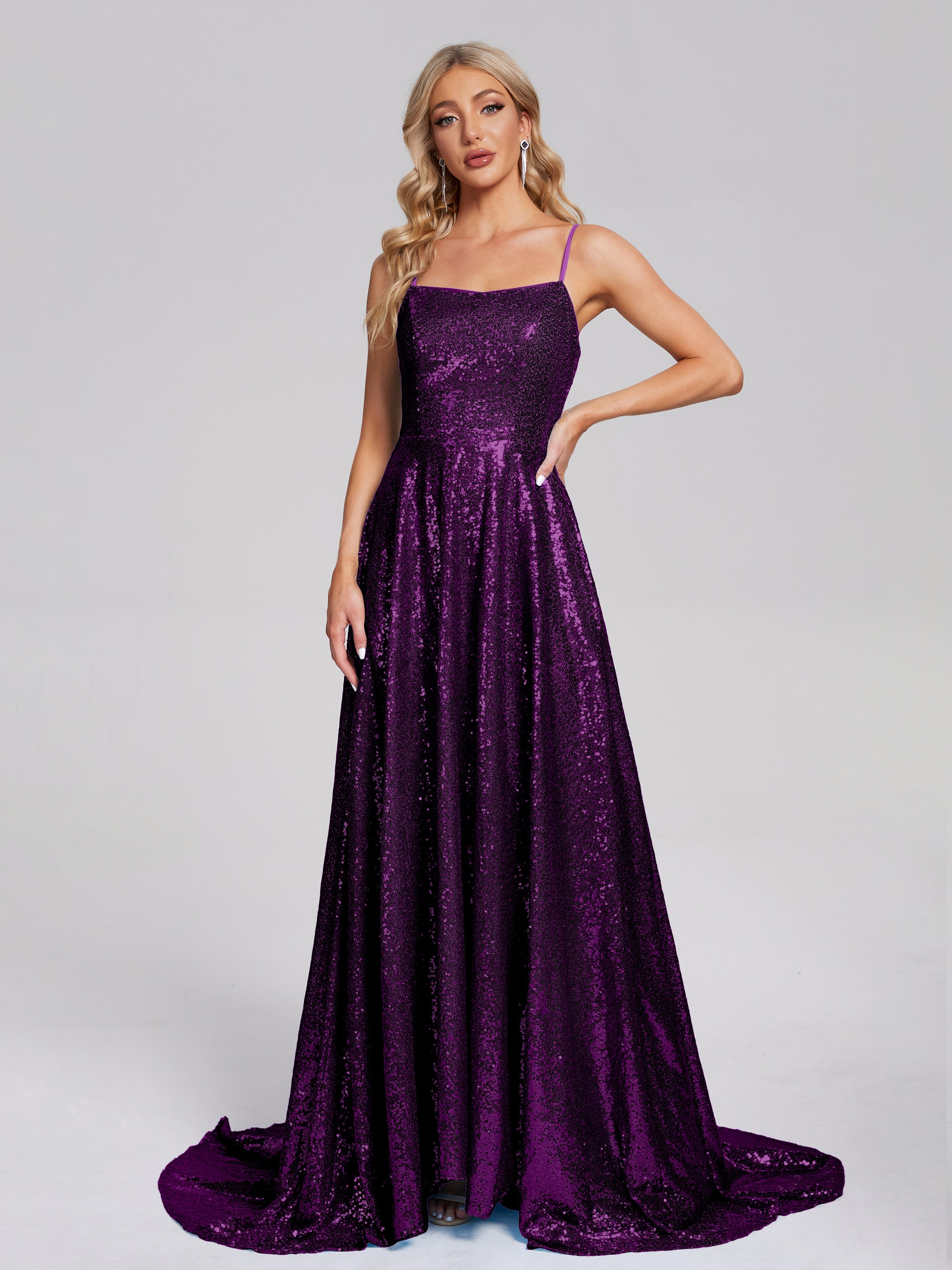 Sweep Train Sequins Prom Dresses