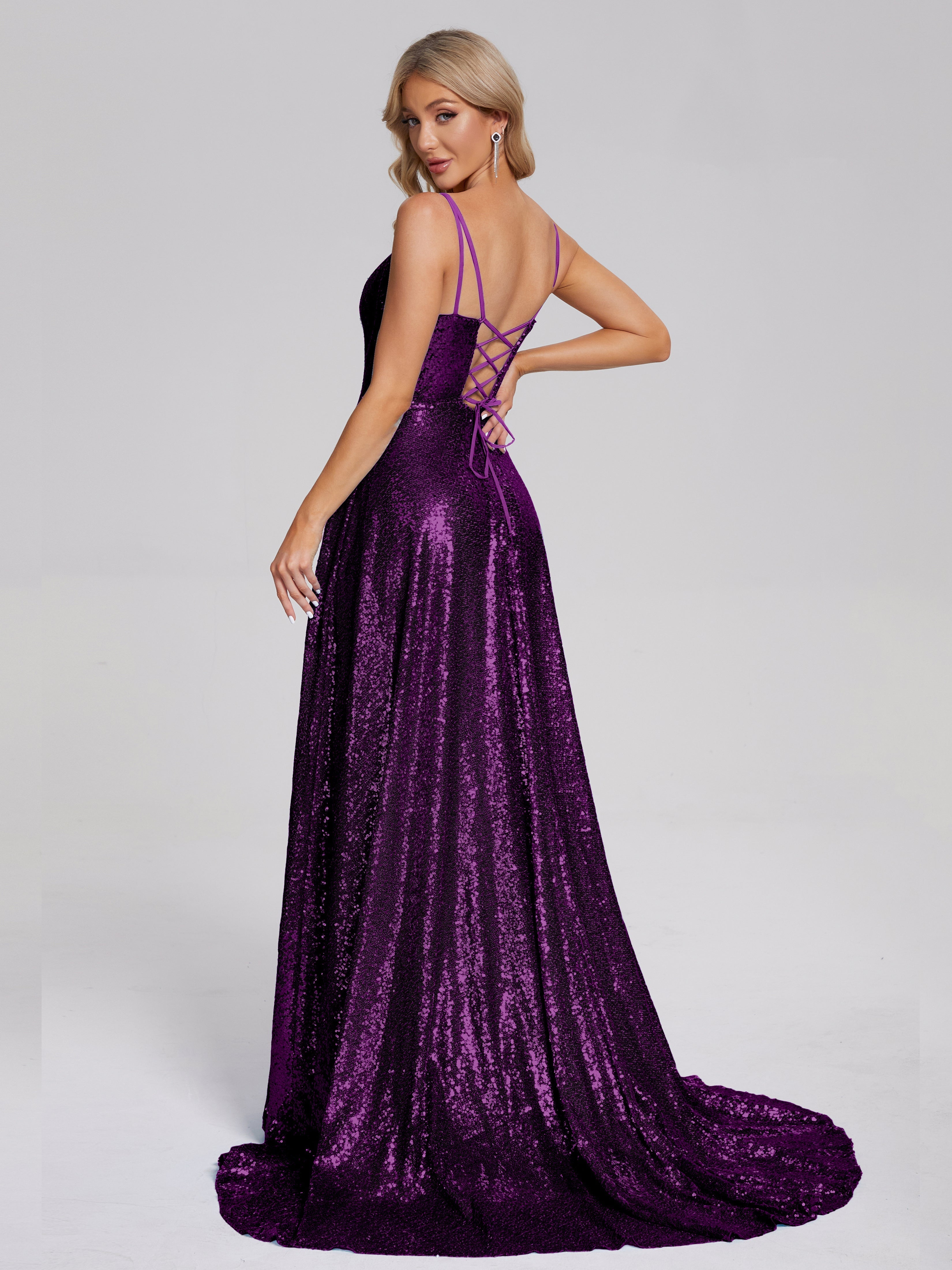 Sweep Train Sequins Prom Dresses