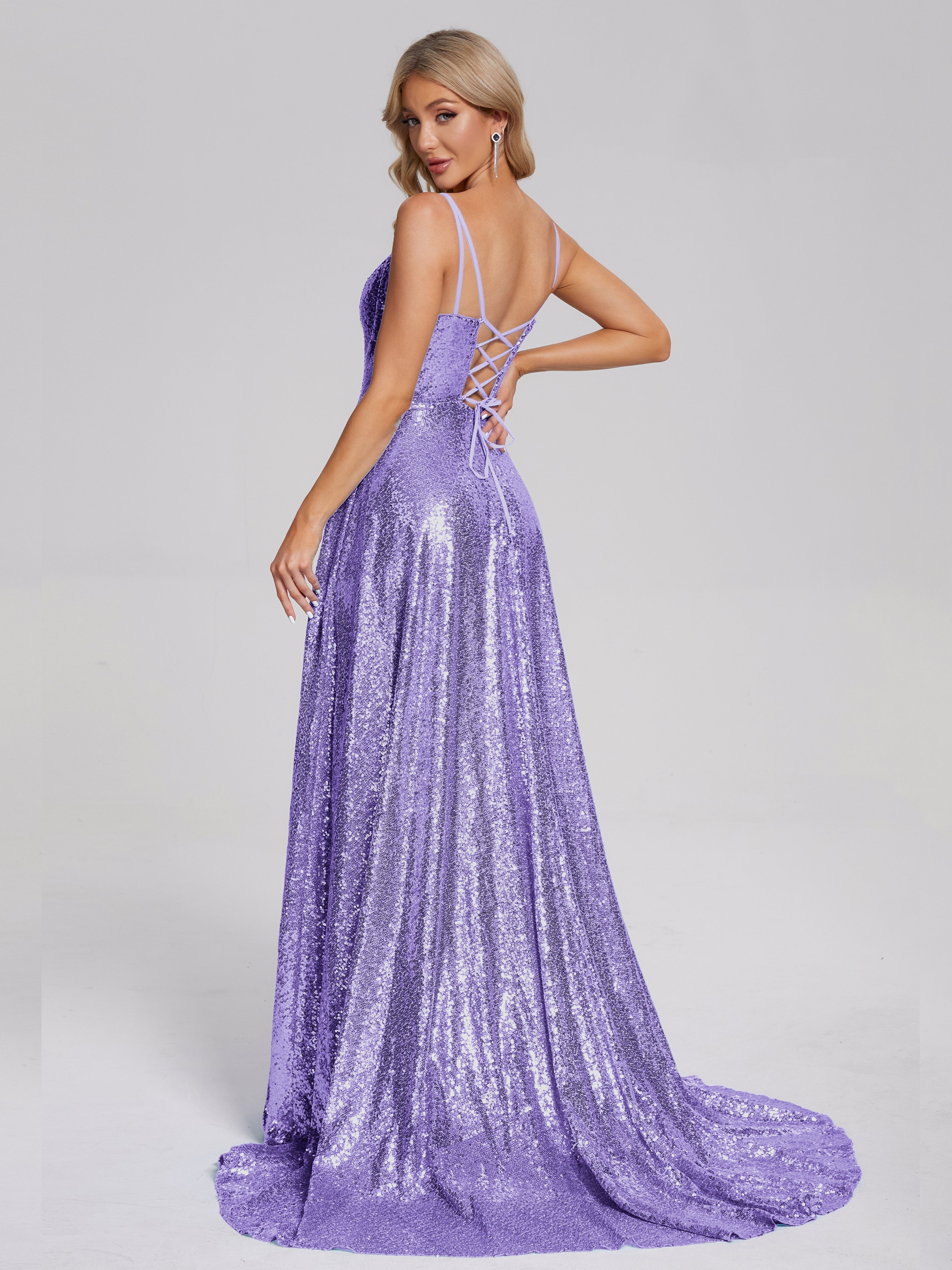Sweep Train Sequins Prom Dresses