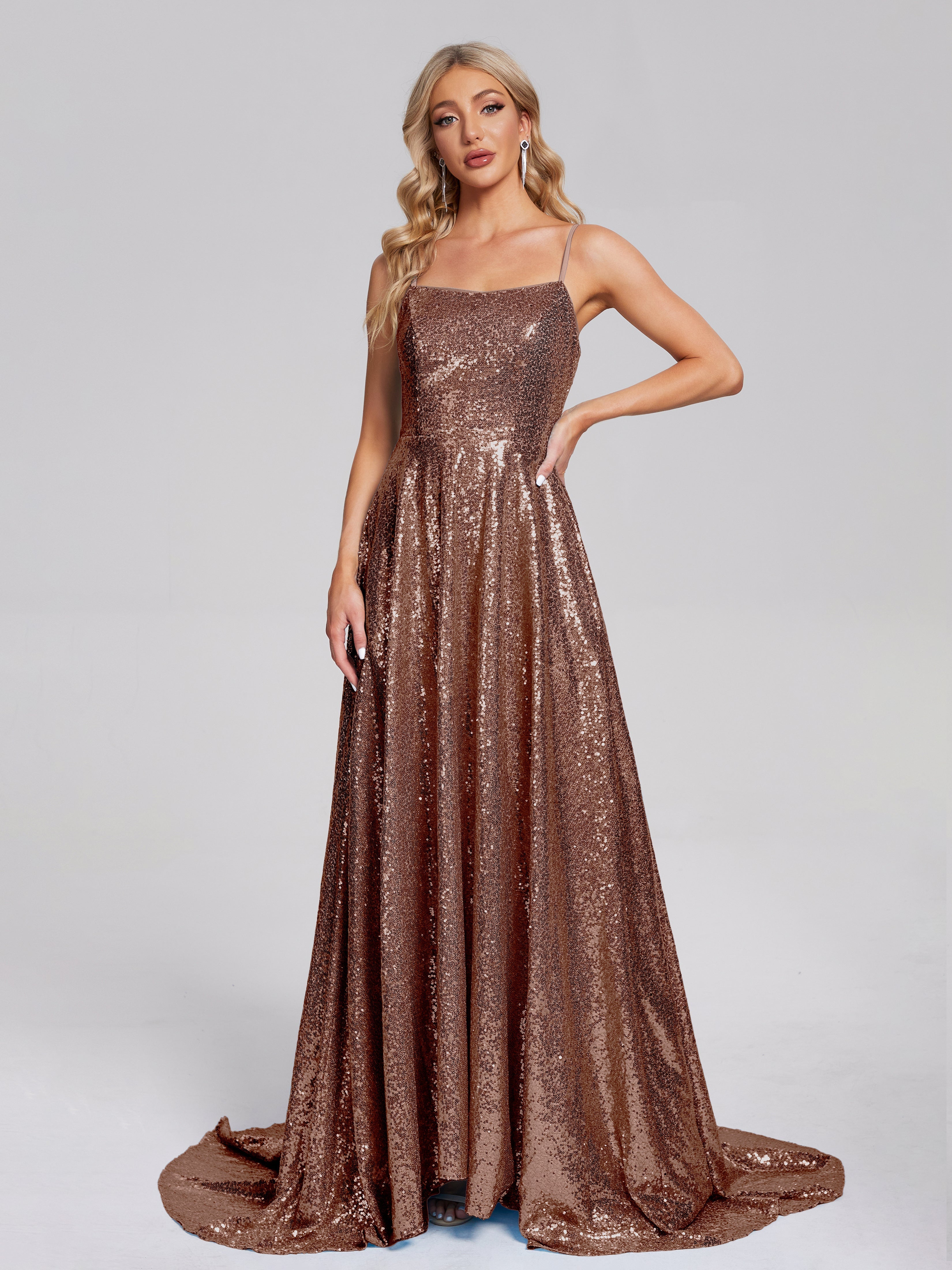 Sweep Train Sequins Prom Dresses