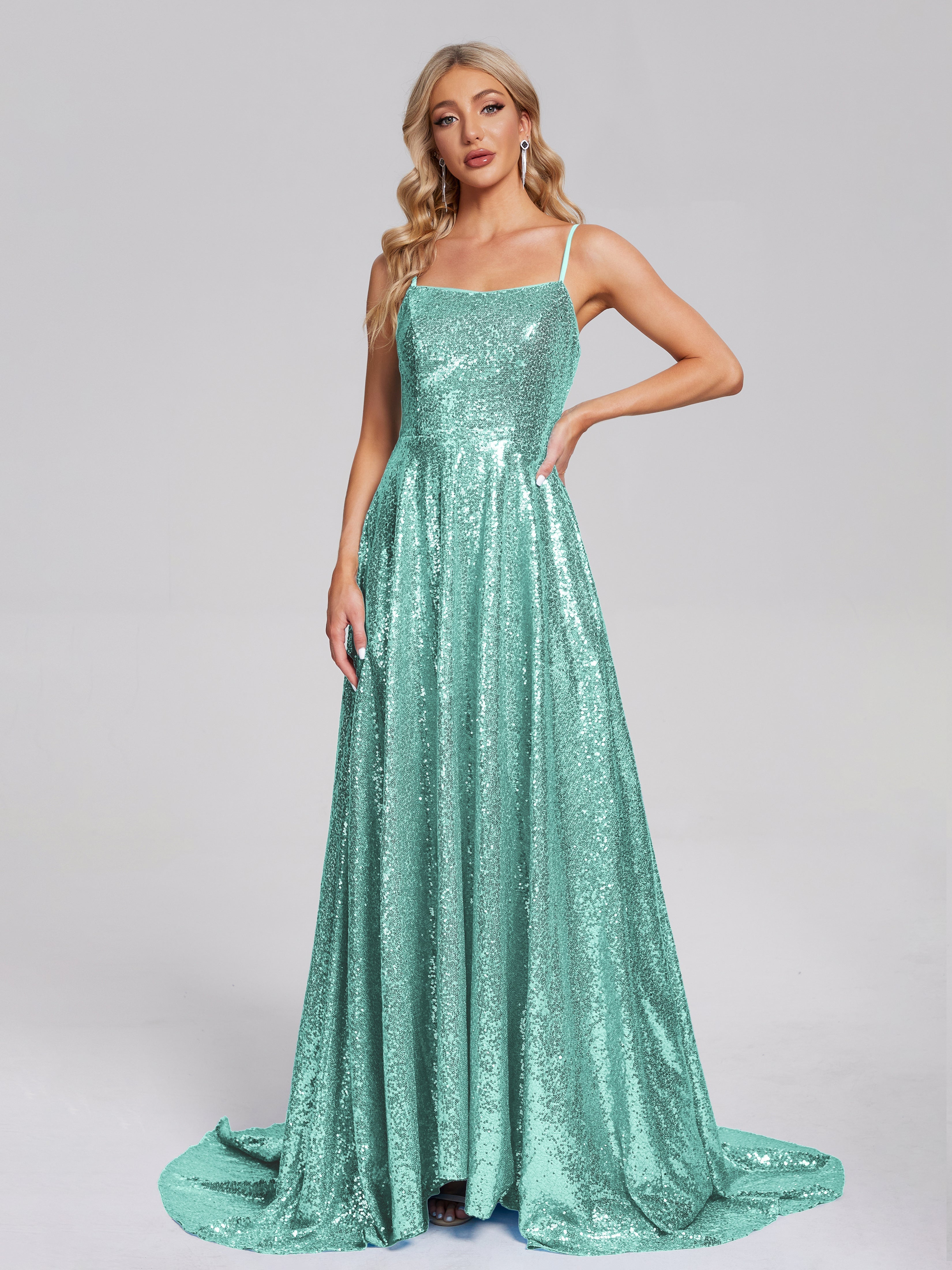 Sweep Train Sequins Prom Dresses