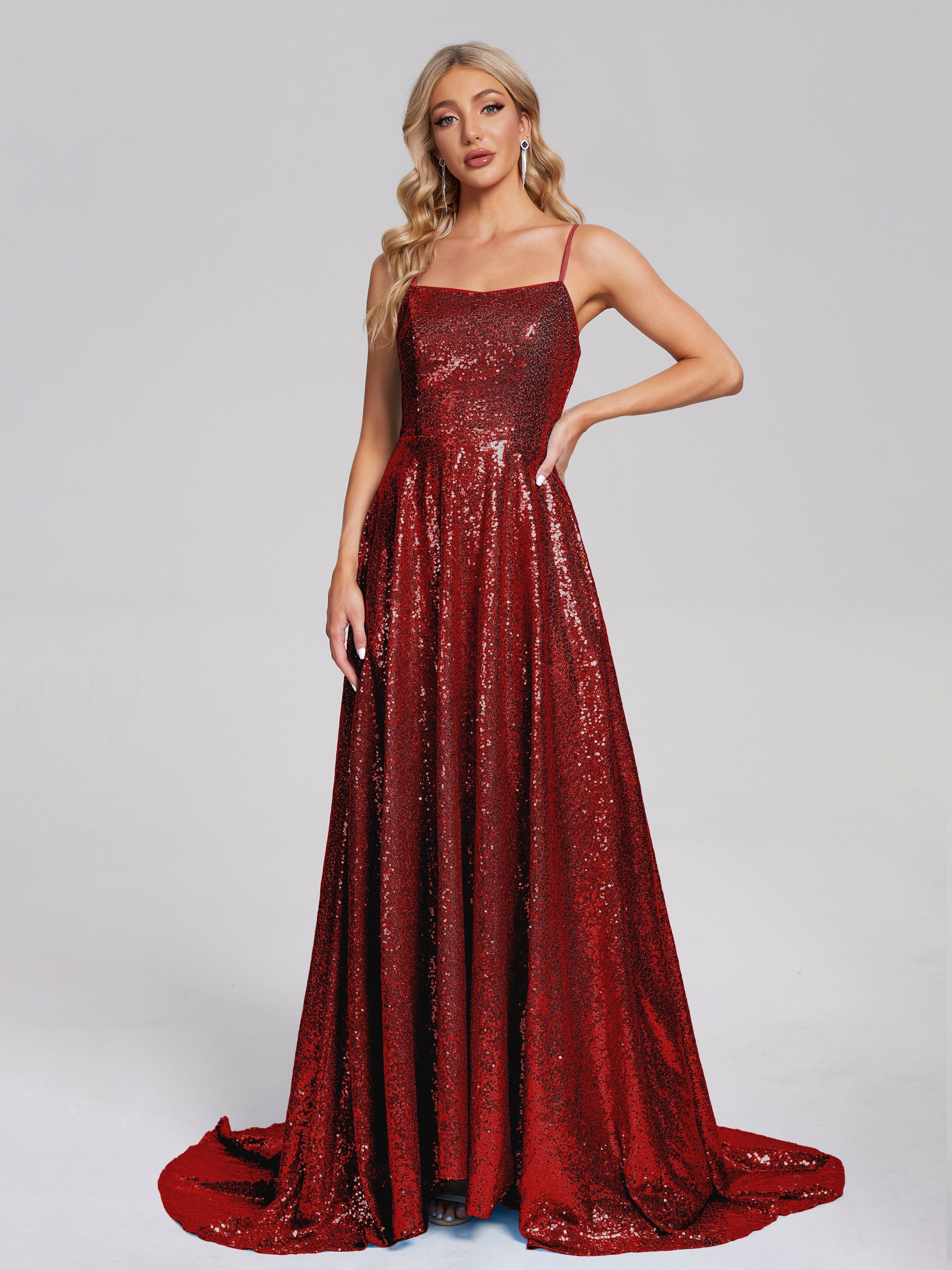 Sweep Train Sequins Prom Dresses