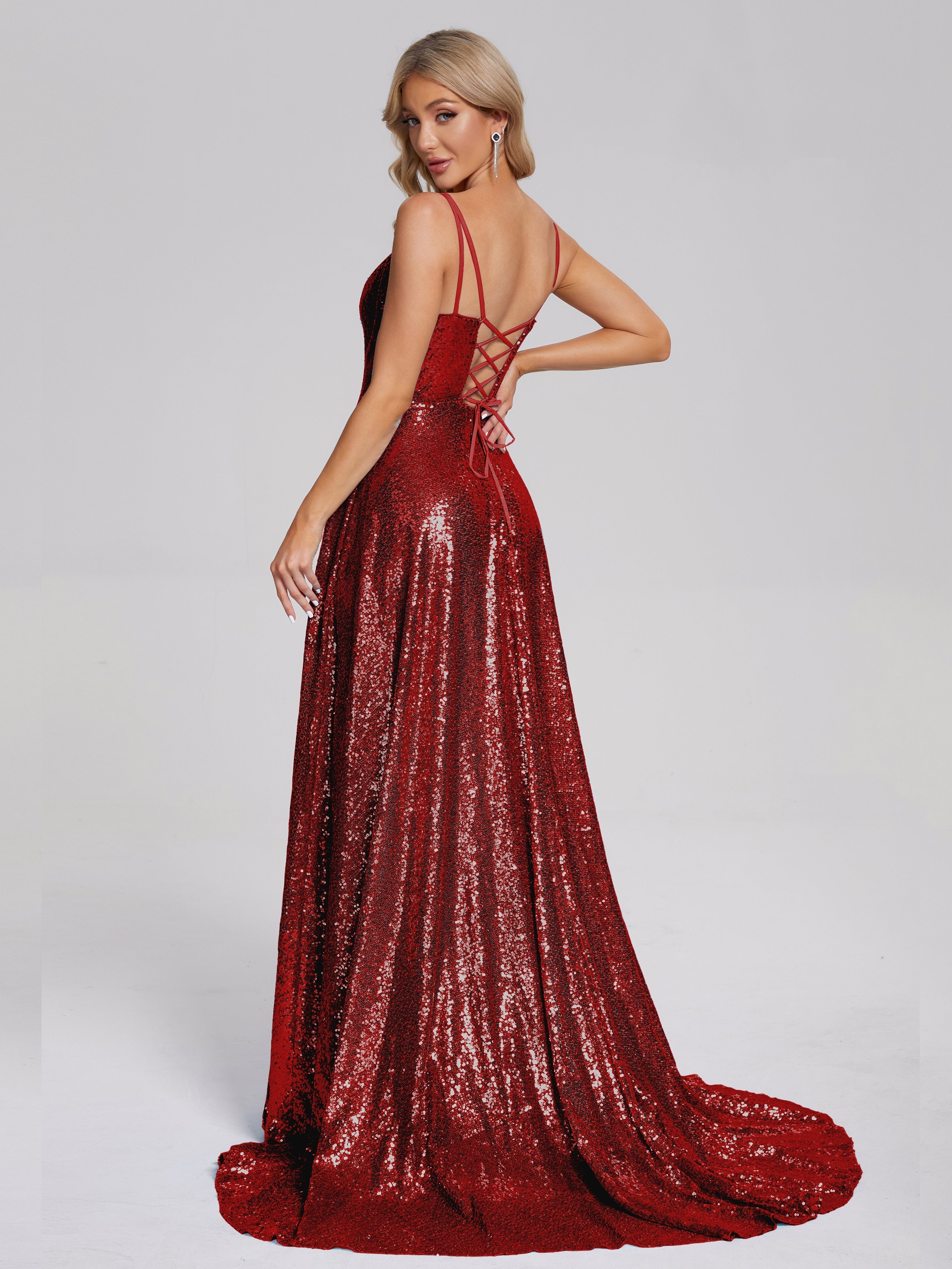 Sweep Train Sequins Prom Dresses