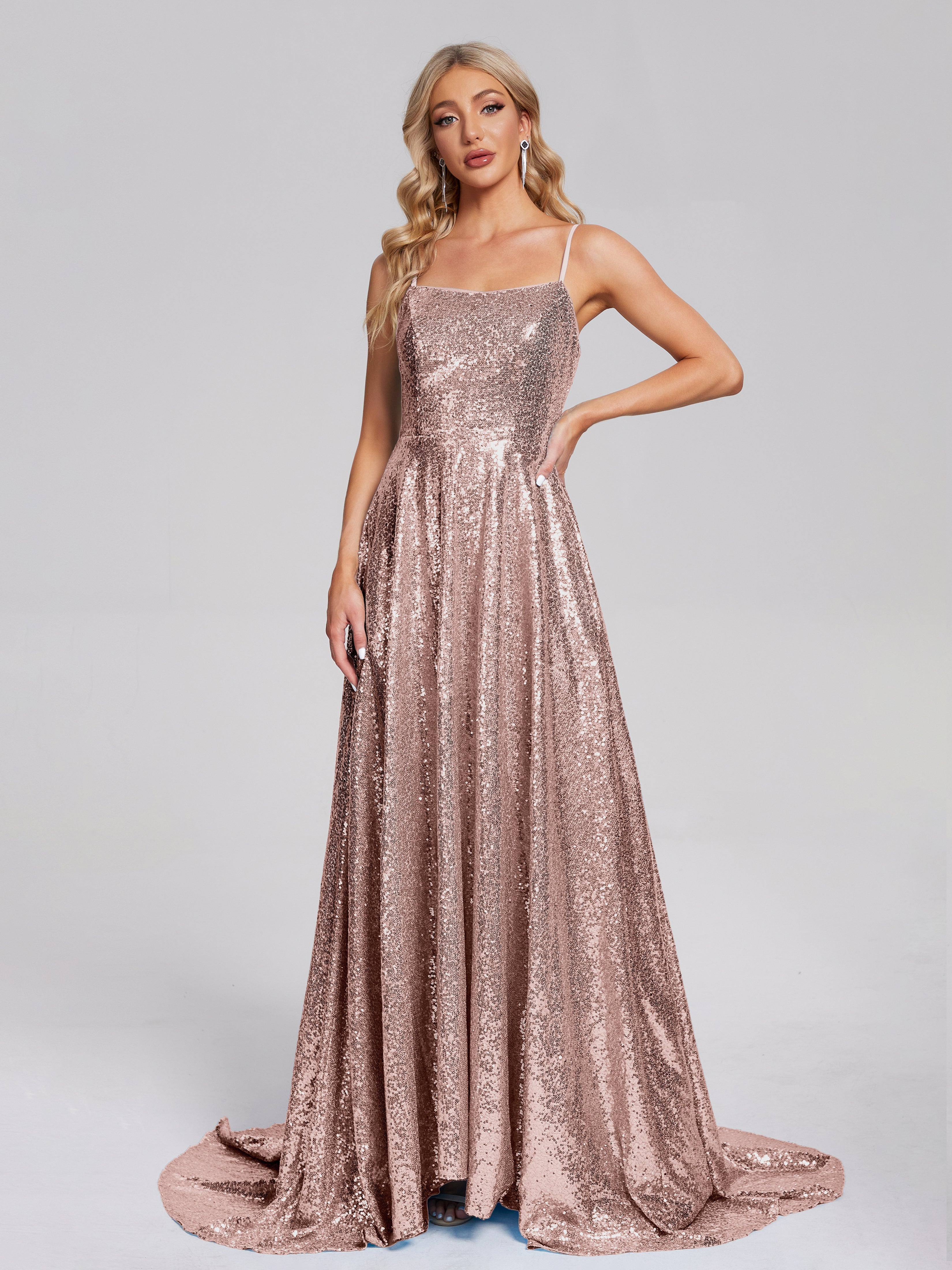 Sweep Train Sequins Prom Dresses