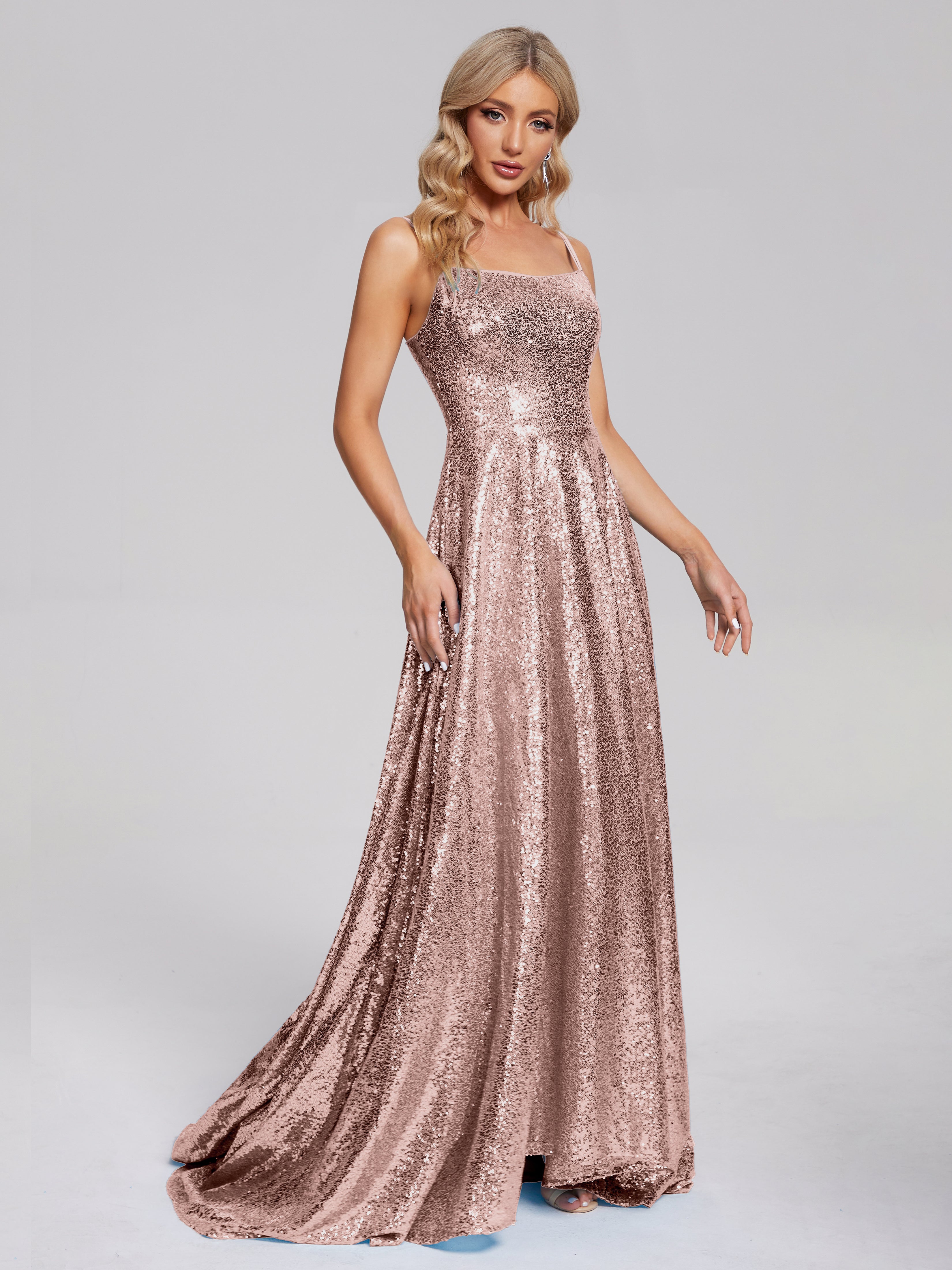 Sweep Train Sequins Prom Dresses