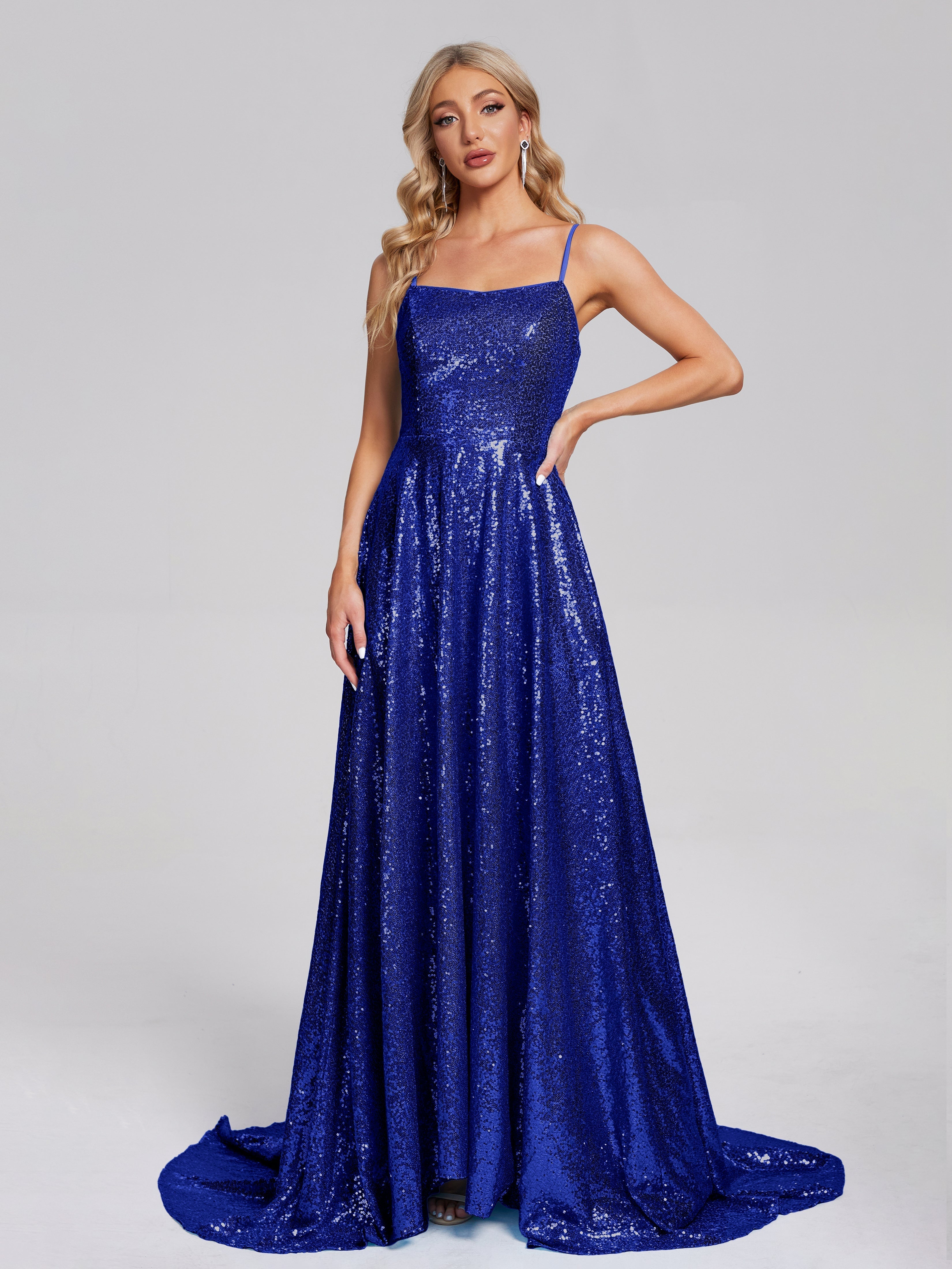 Sweep Train Sequins Prom Dresses
