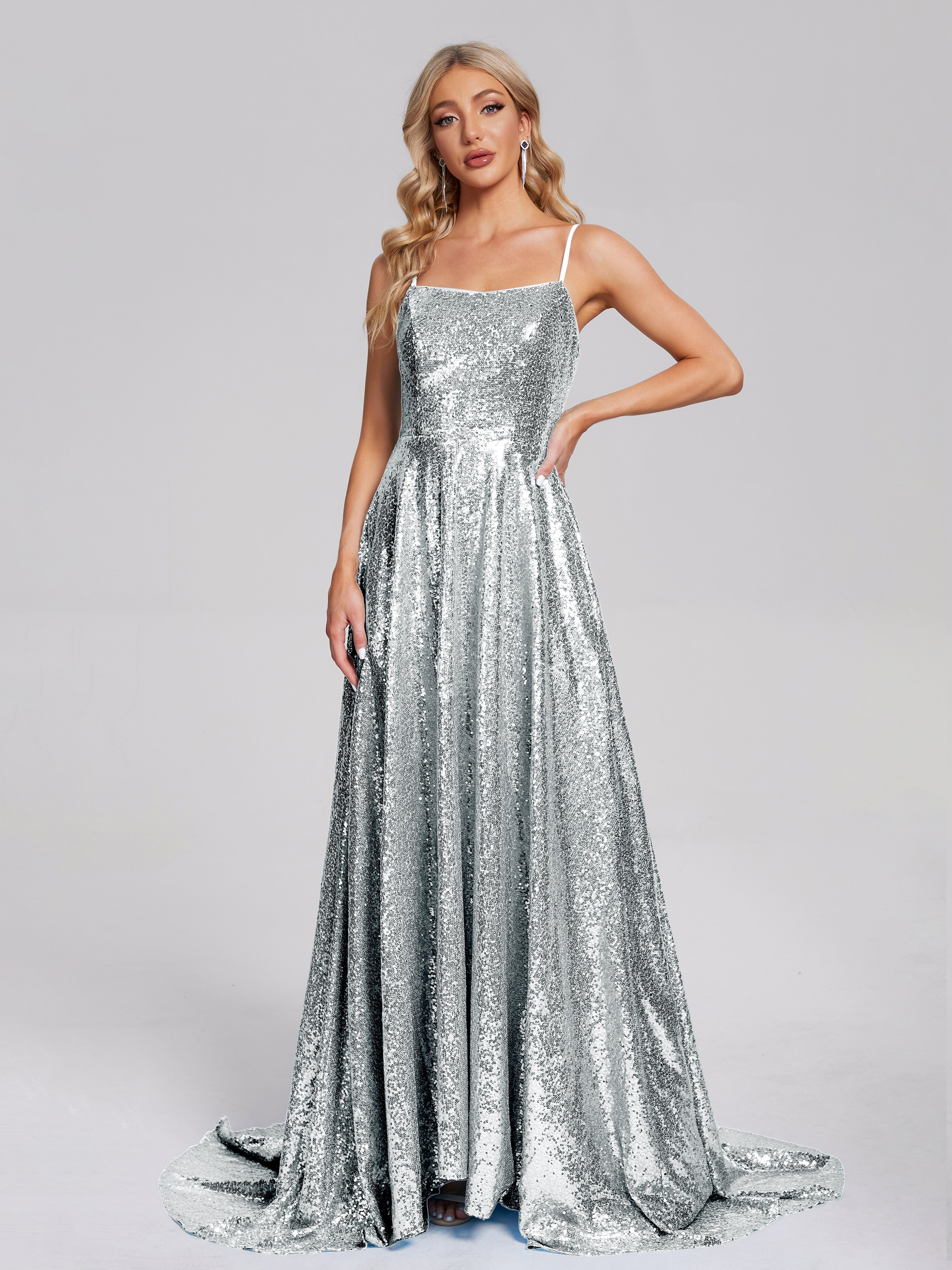 Sweep Train Sequins Prom Dresses
