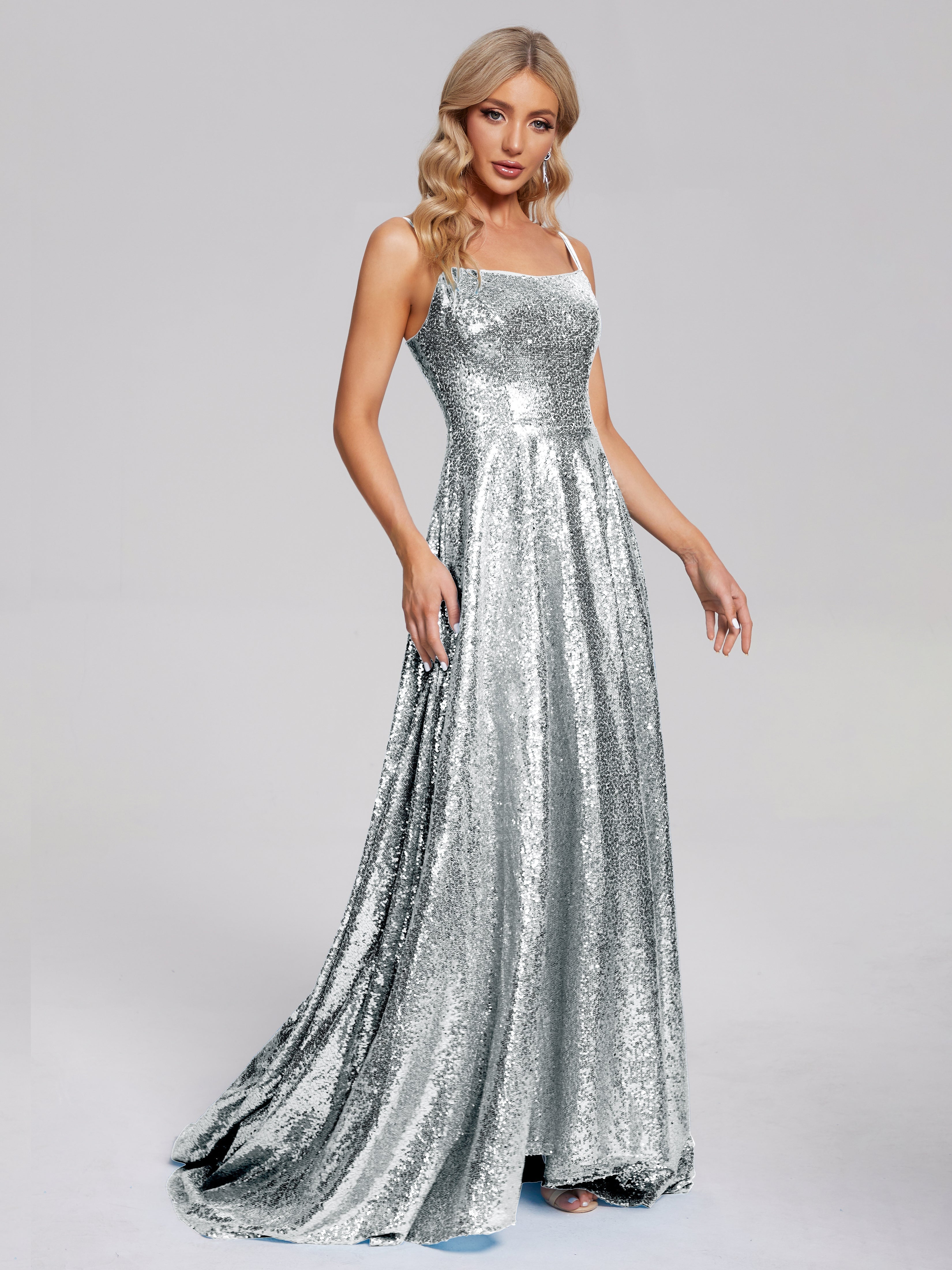Sweep Train Sequins Prom Dresses