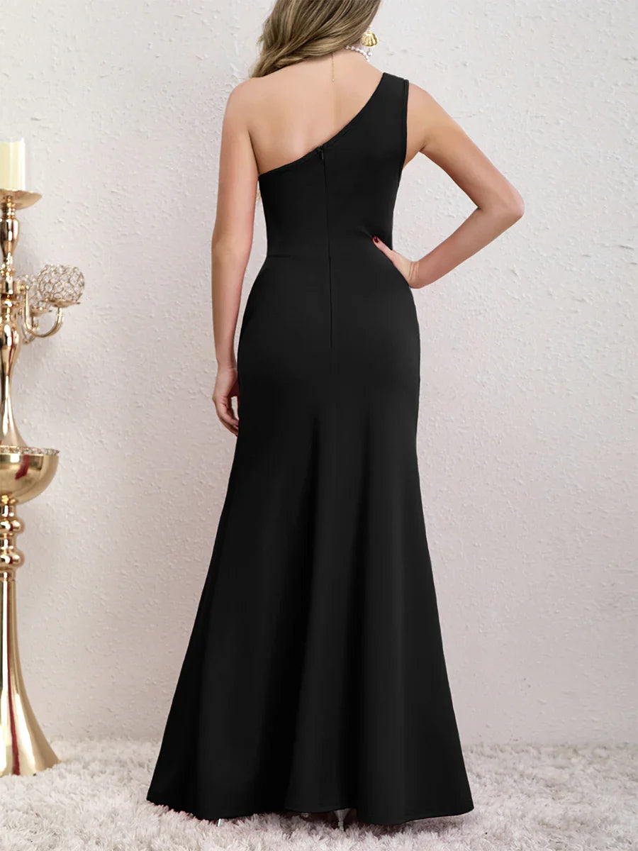 Tight corset pleated shoulder length gown evening dresses