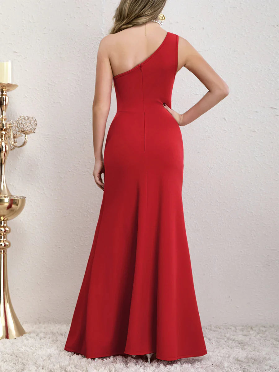 Tight corset pleated shoulder length gown evening dresses