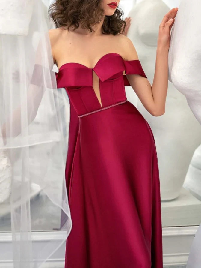 A-line/Princess strapless sleeveless and ground evening dress