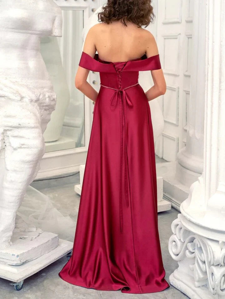A-line/Princess strapless sleeveless and ground evening dress