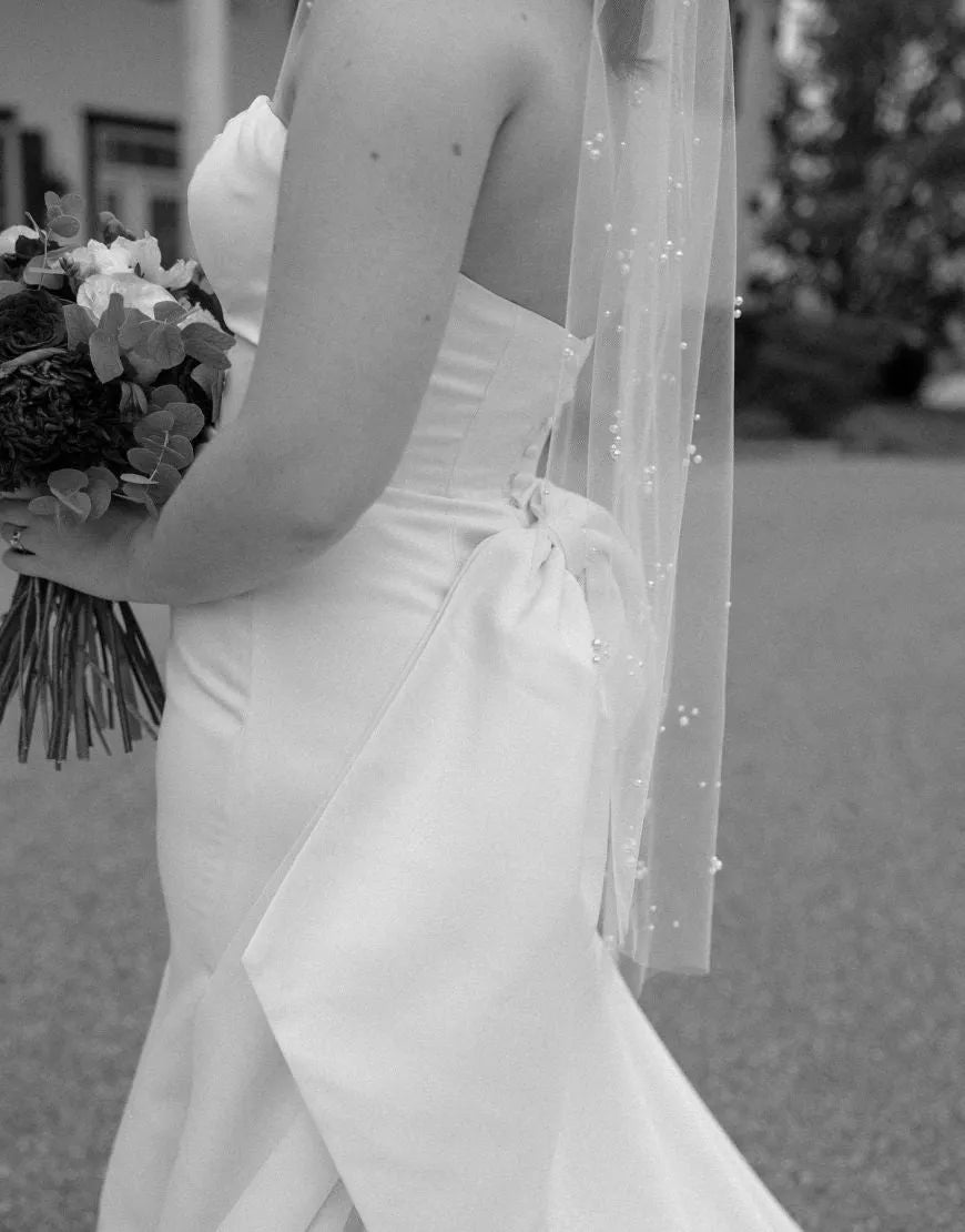 Aimishang Wedding Dress Mermaid Strapless Corsert Back Satin With Bow-knot