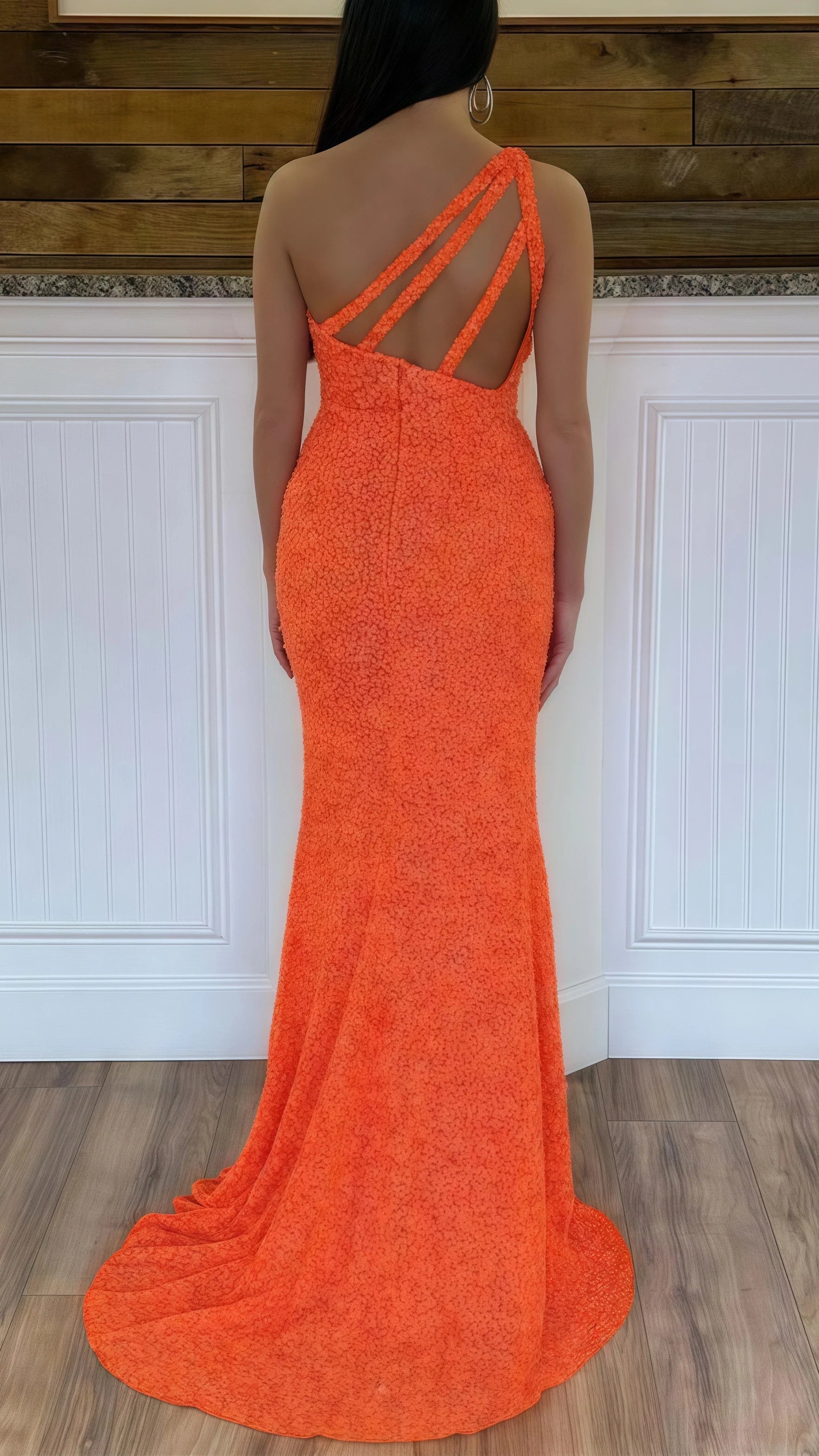 Burgundy Sequined Mermaid Long Prom Dresses, AST1587