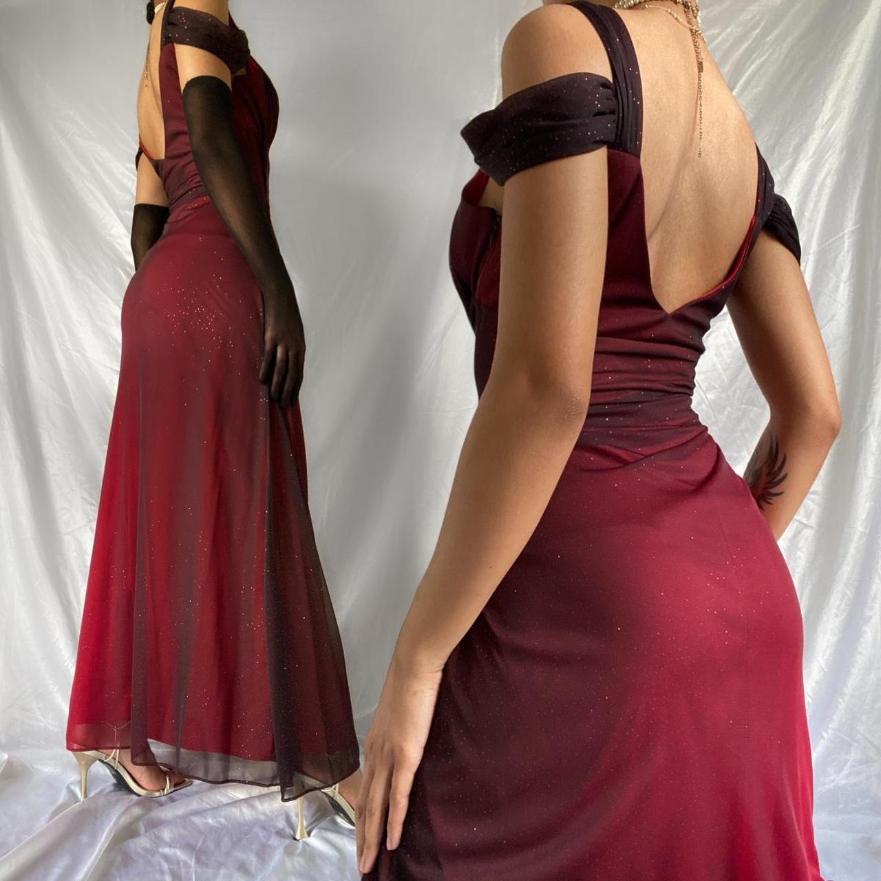 Burgundy Shiny Ruffles Prom Dresses Party Dress Woman Elegant Luxury Long