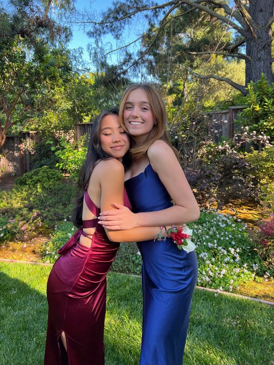 Simple Mermaid Long Burgundy Slit Prom Dress P1455