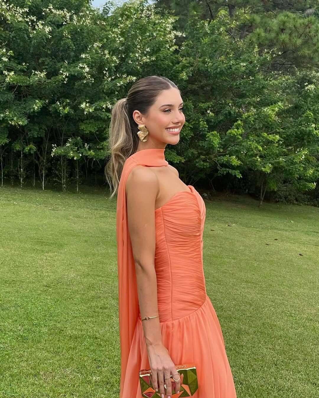 Open Back Chiffon Long Dress with Scarf Formal Evening Gown