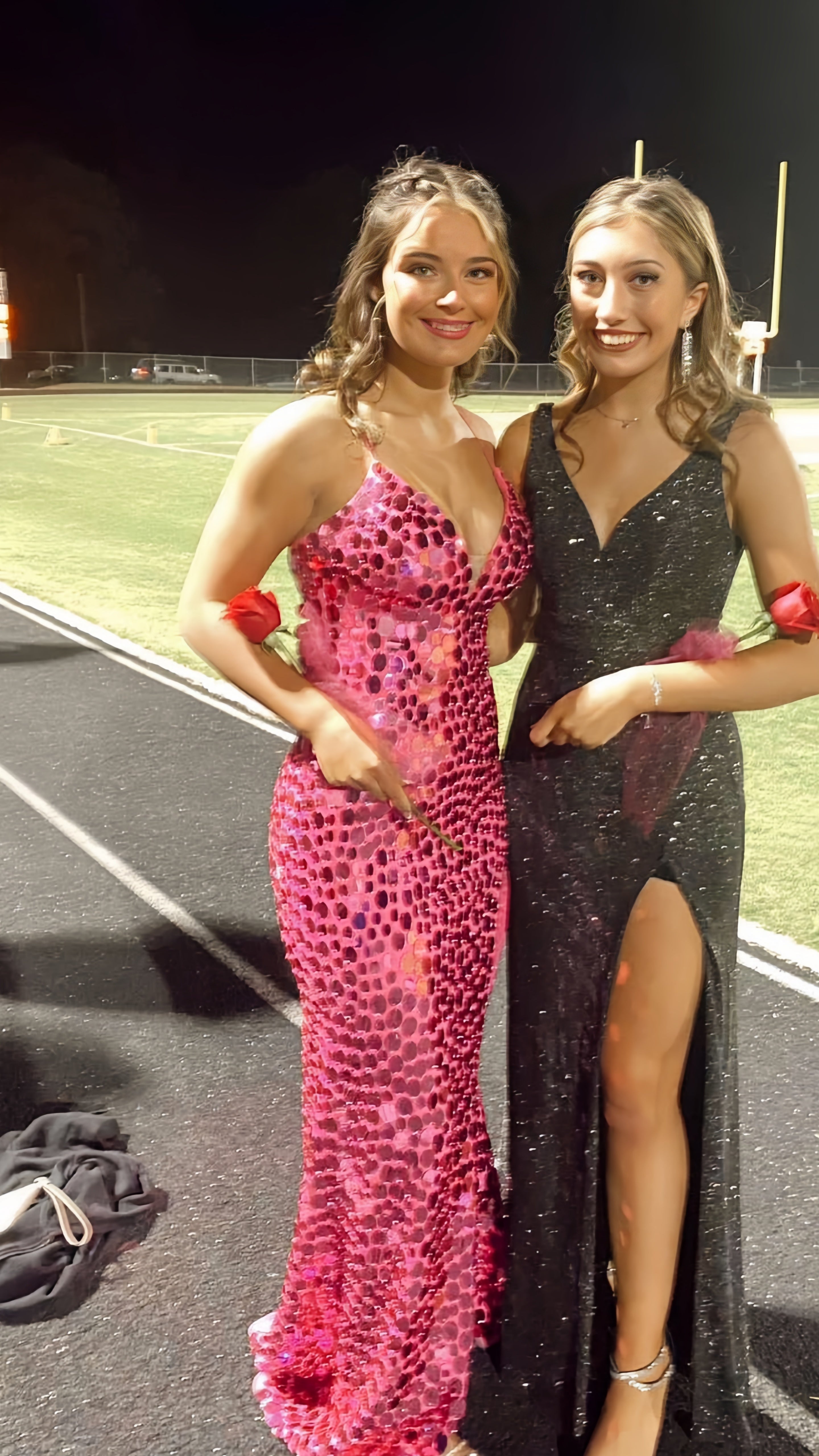 Pink Mermaid Sequin Long Evening Prom Dress, AST1556