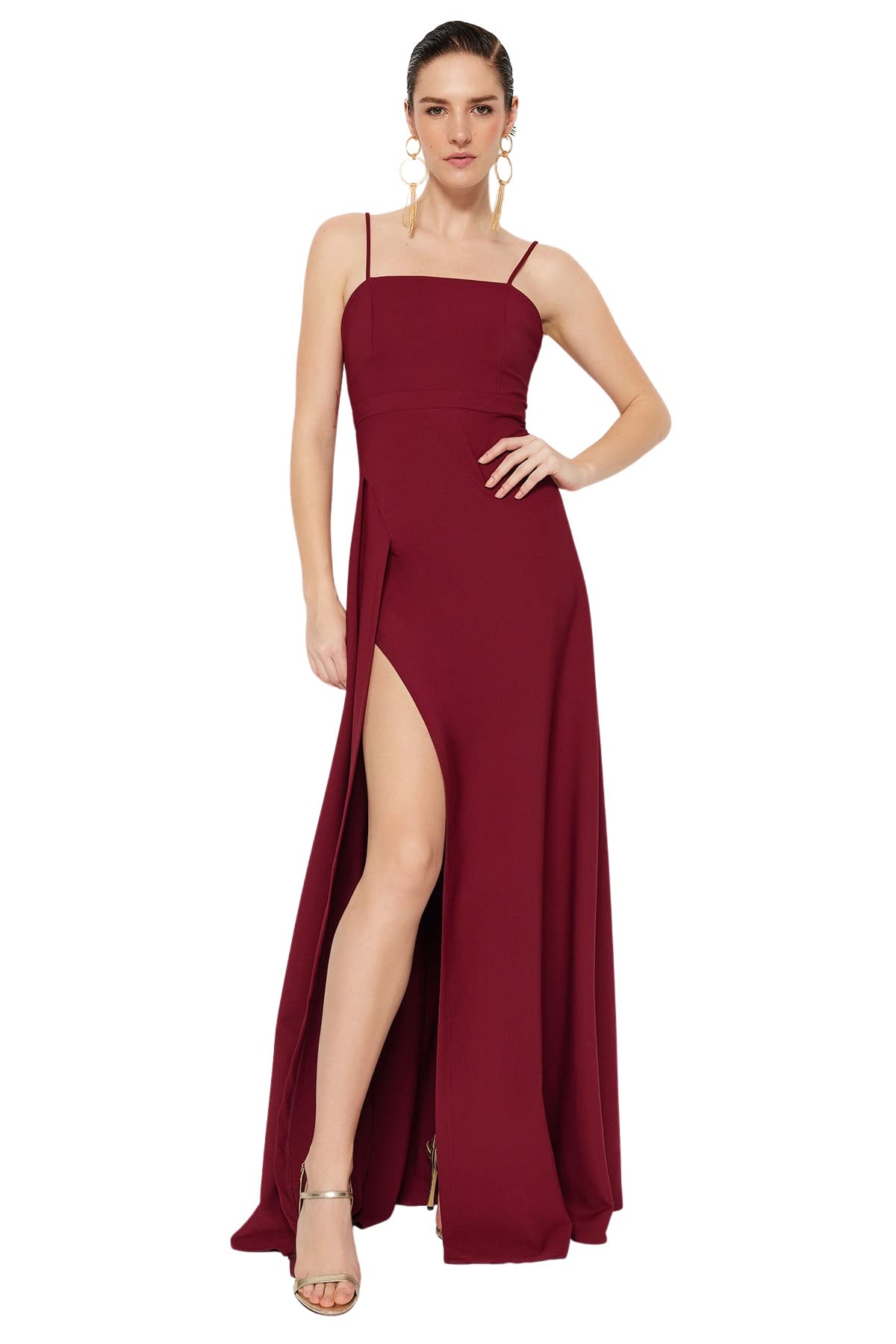 Split neckline evening gown and graduation gown formal evening gown