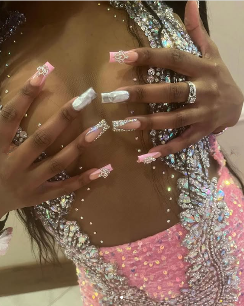 Shiny Pink Beaded Sequins Prom Dresses Mermaid Formal Occasion Dress