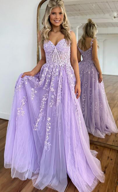 2024 Leaf Lace Prom Dresses Long, Formal Dress, Graduation School Party Gown