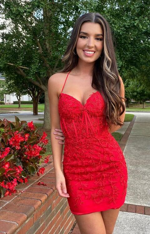2023 Sexy Lace Homecoming Dress, Short Prom Dress, DTH105