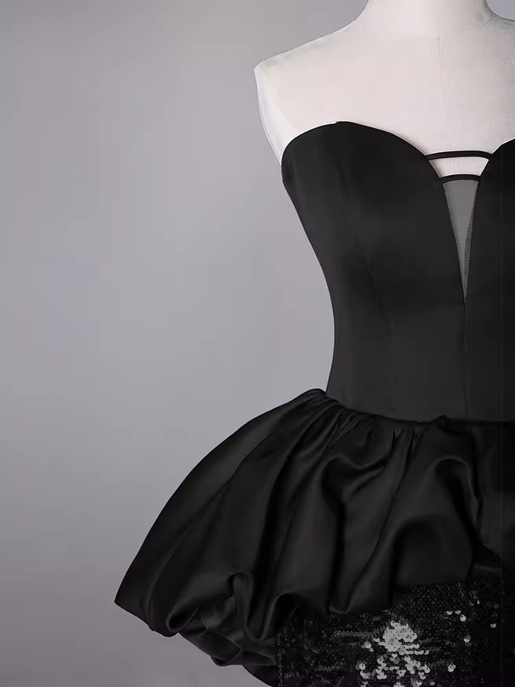 Mermaid Sweetheart Long Black Sequin Prom Dresses P1923