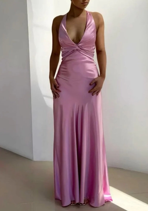 Aimishang Elegant Prom Dresses V Neck Mermaid Long Prom Dress Satin Evening Party Gowns Formal Dress