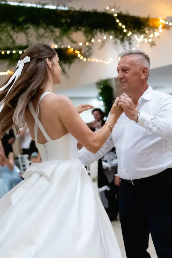 Aimishang Dress Wholesale Satin Tulle Wedding Dress Simple Square Neckline Elegant Formal Prom Dress