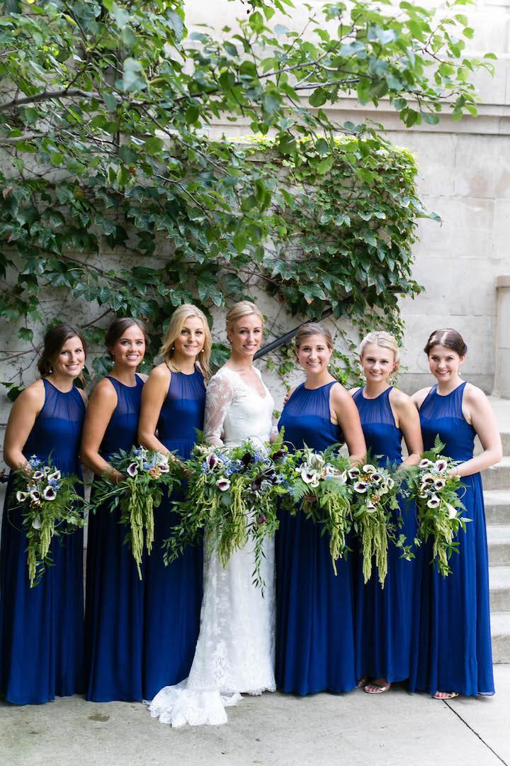 Royal Blue Jewel Neckline Sleeveless Long Bridesmaid Dresses, WG06