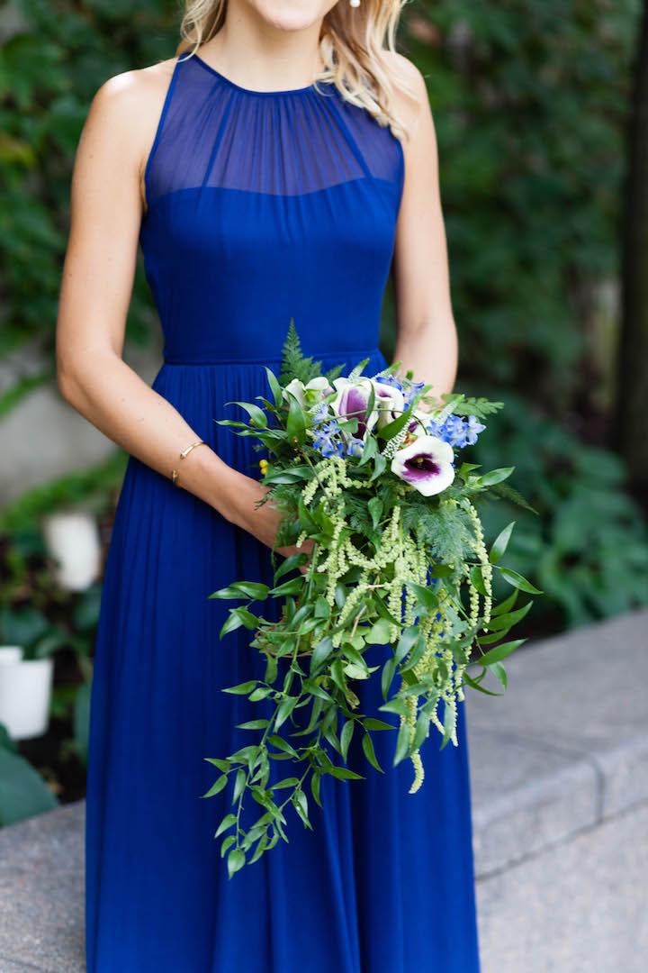 Royal Blue Jewel Neckline Sleeveless Long Bridesmaid Dresses, WG06