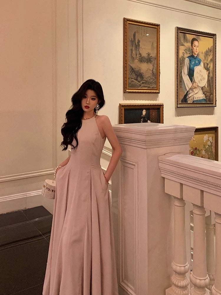 Classy A Line Scoop Neckline Long Light Pink Prom Dresses Birthday Outfits Evening Gown SD1024