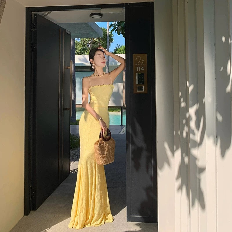 Pretty Mermaid Spaghetti Straps Long Lace Party Dresses Prom Dresses SD2461