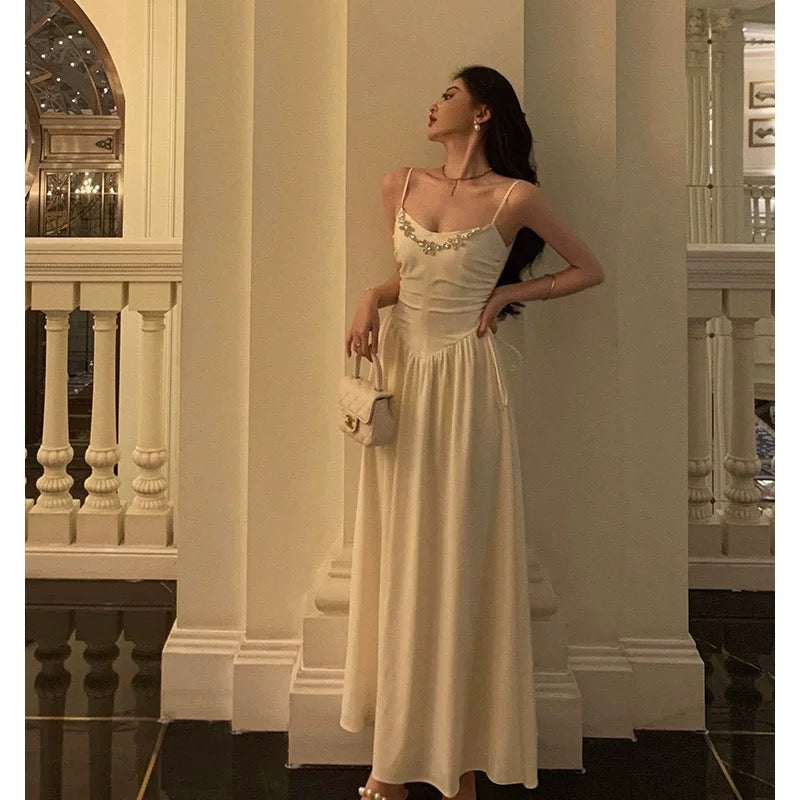 Elegant A Line Spaghetti Straps Long Prom Dresses Birthday Outfits Evening Gown SD984