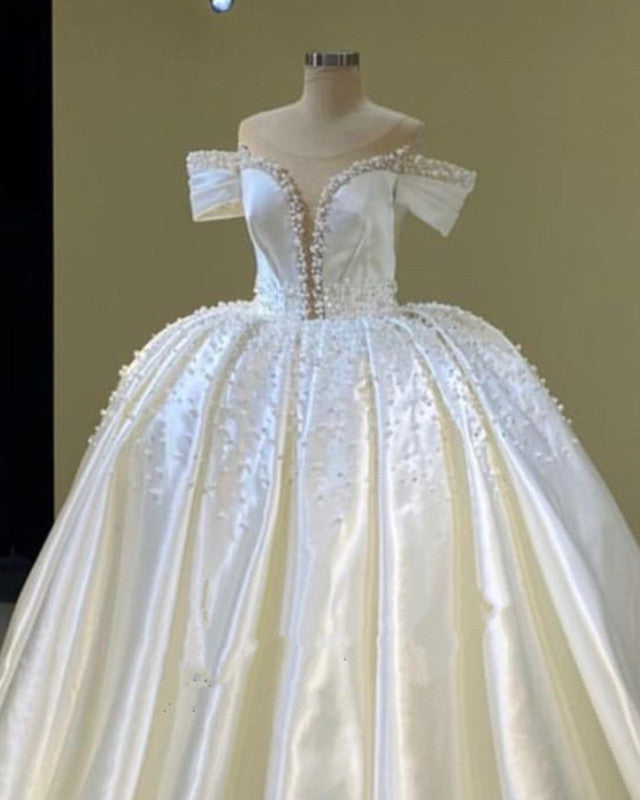 Ball Gown Wedding Dress Satin Off Shoulder