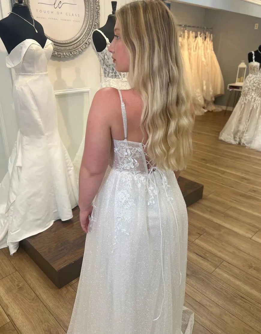 Aimishang Wedding Dress A-Line Off The Shoulder Corset Back Tulle With Split