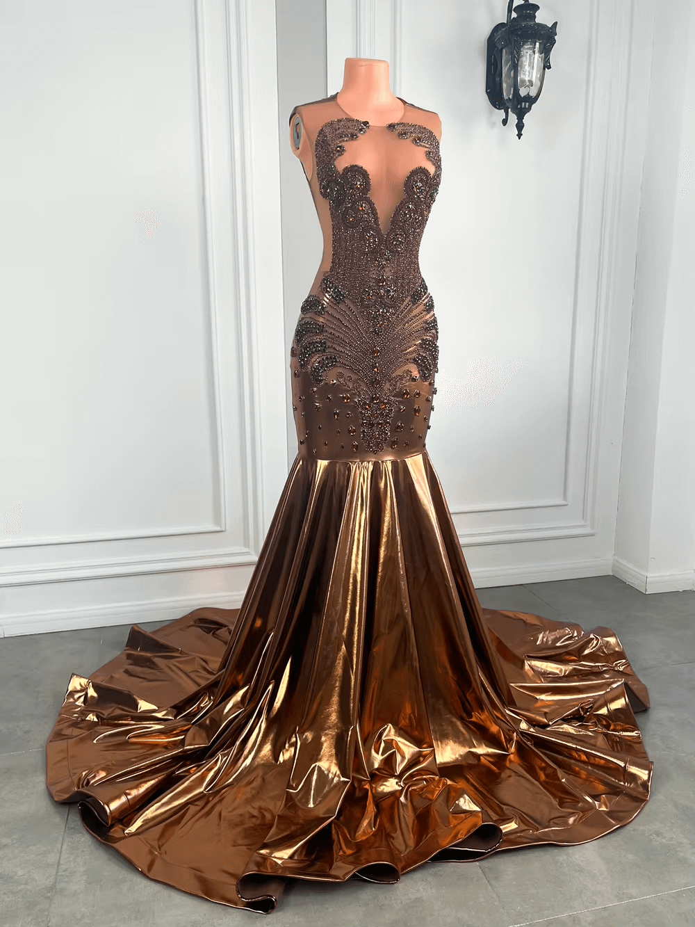 Luxury Mermaid Prom Dresses Black Girls Leather Gala Dress Formal