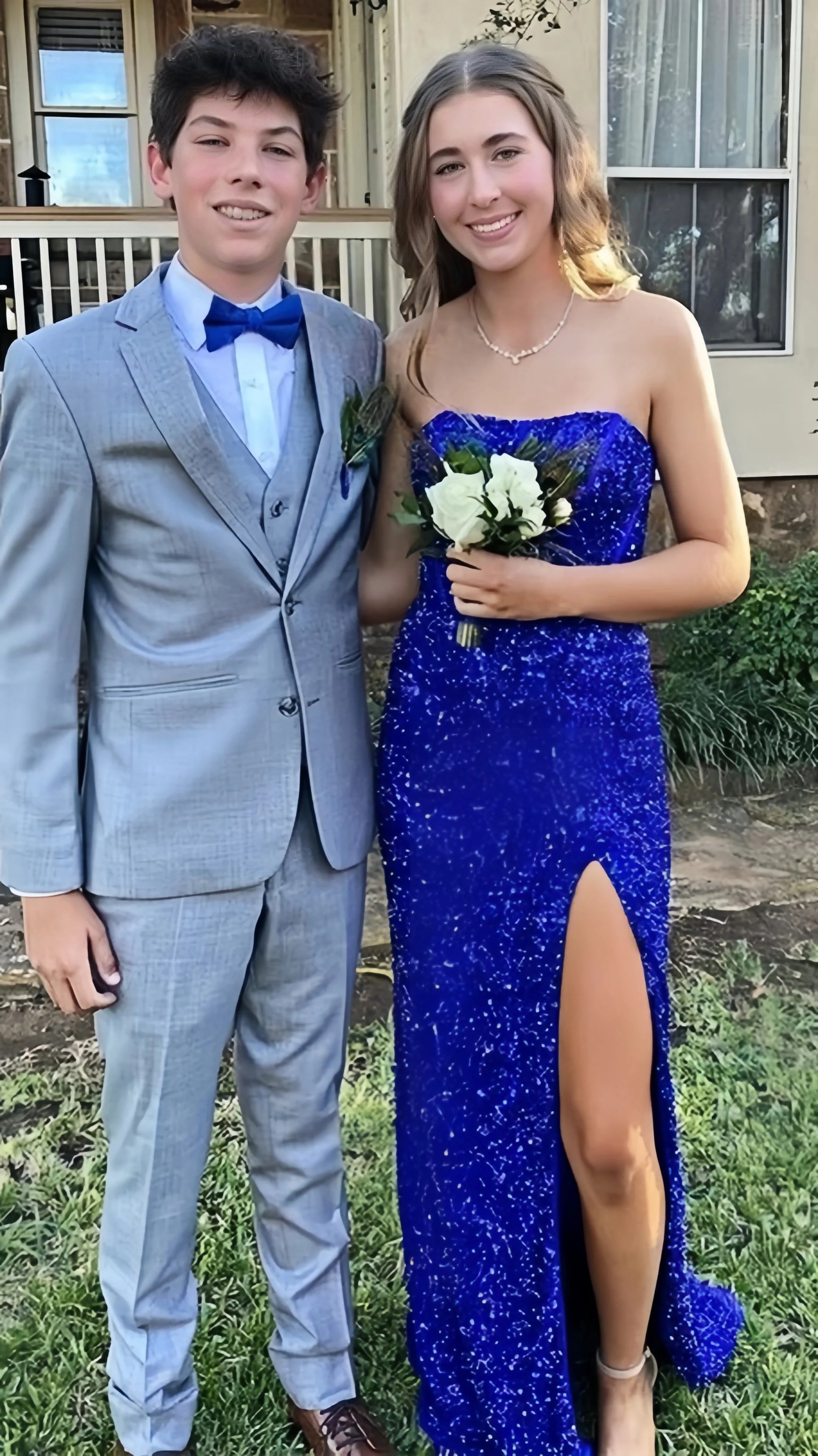 Strapless Red Sequin Long Evening Prom Dress, AST1586