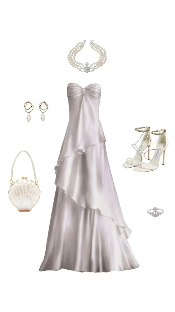 Sweetheart White Chiffon Prom Dress Long Party Dresses, AST894