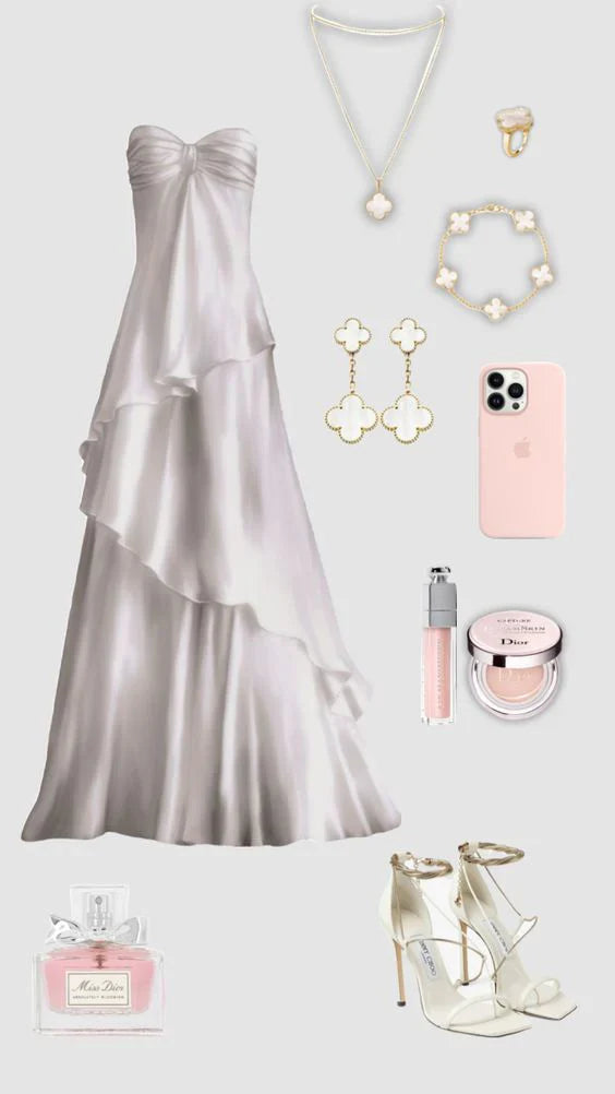 Sweetheart White Chiffon Prom Dress Long Party Dresses, AST894