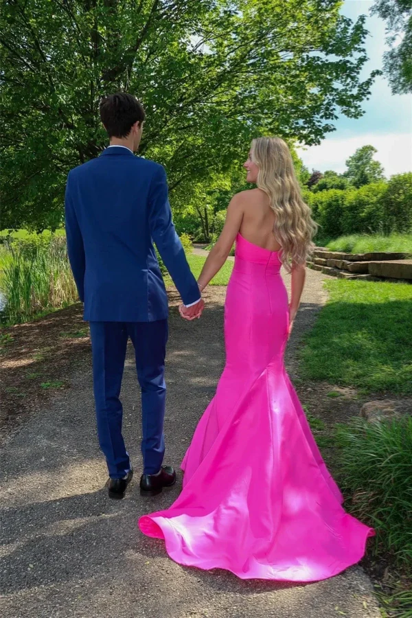 Sweetheart Mermaid Pink Satin Prom Dress Party Dress TP1369