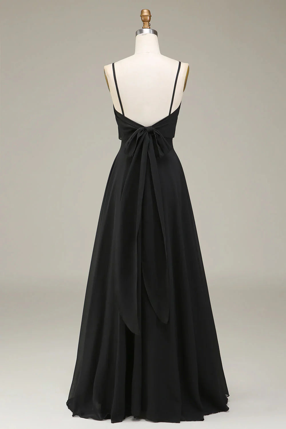 A-Line Spaghetti Straps Chiffon Long Bridesmaid Dress