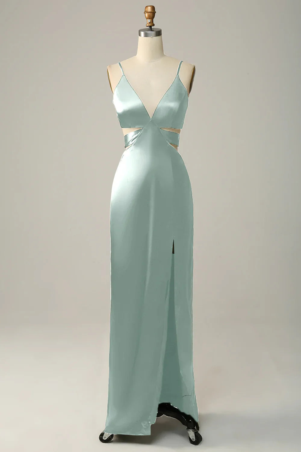 Spaghetti Straps V Neck Bridesmaid Dress