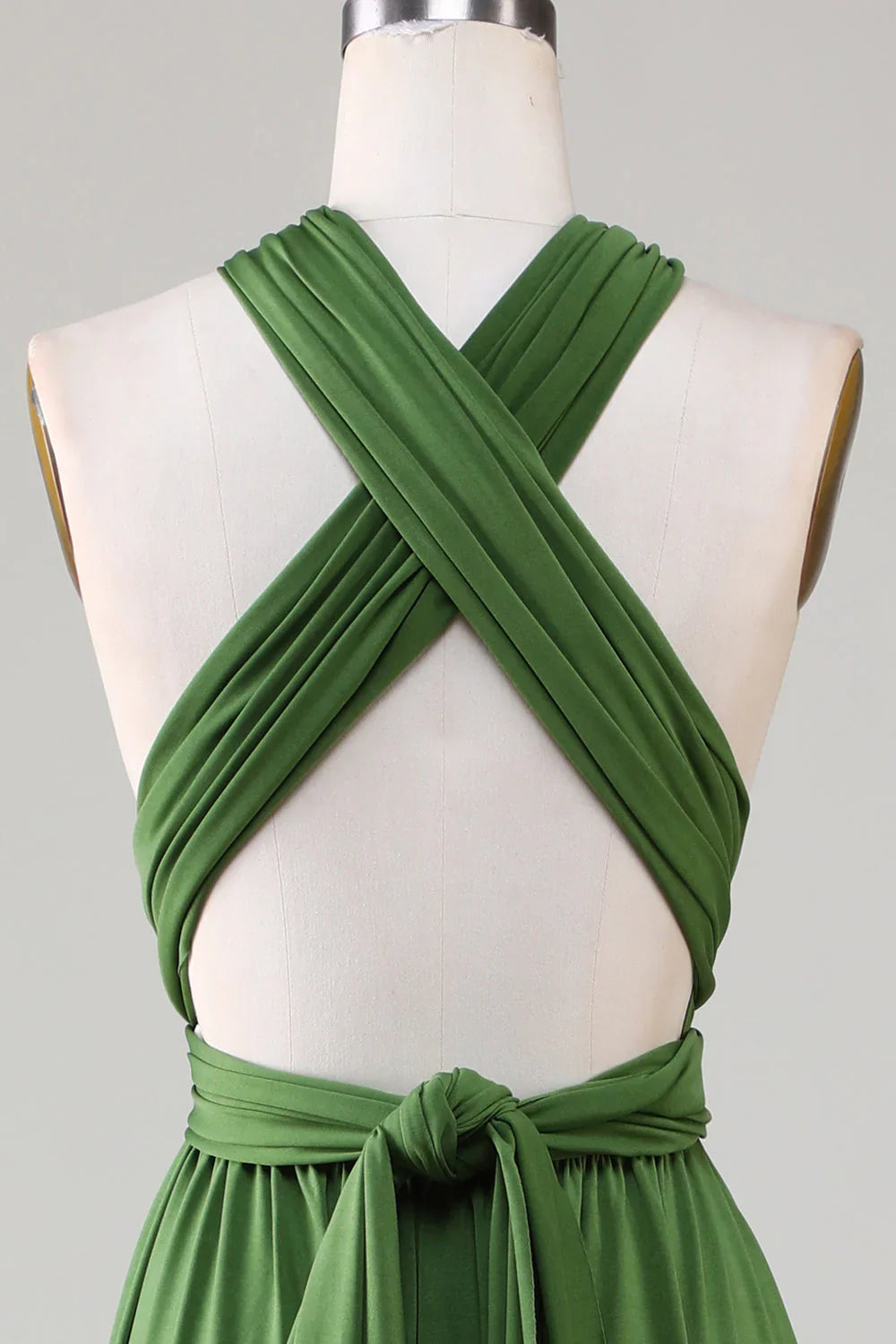 Versatile Open Back Wearing Olive Green Bridesmaid Dress