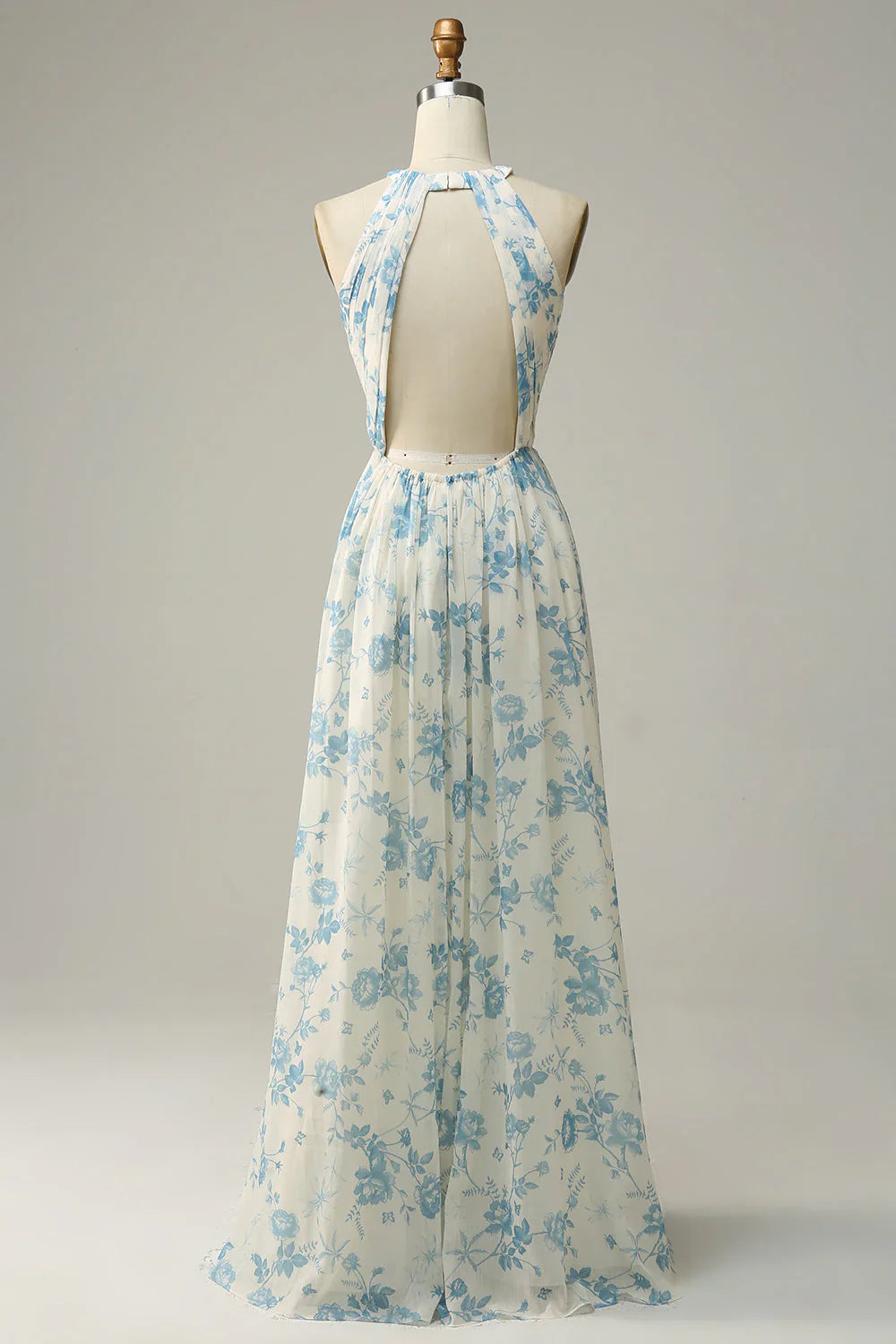 Floral Boho Long Chiffon Bridesmaid Dress